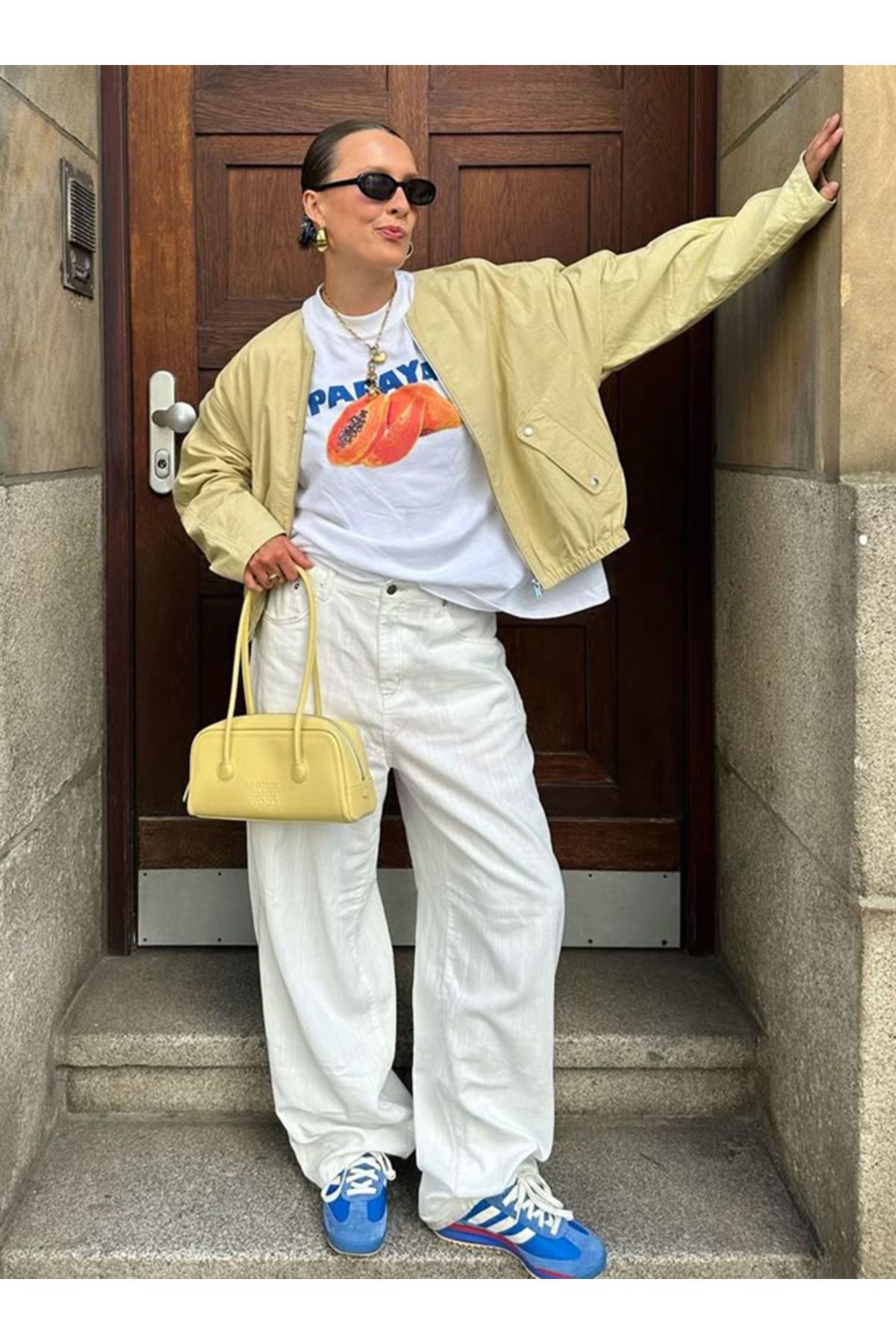 Disante Papayas Baskılı Bisiklet Yaka Basic Trend Kadın T-shirt