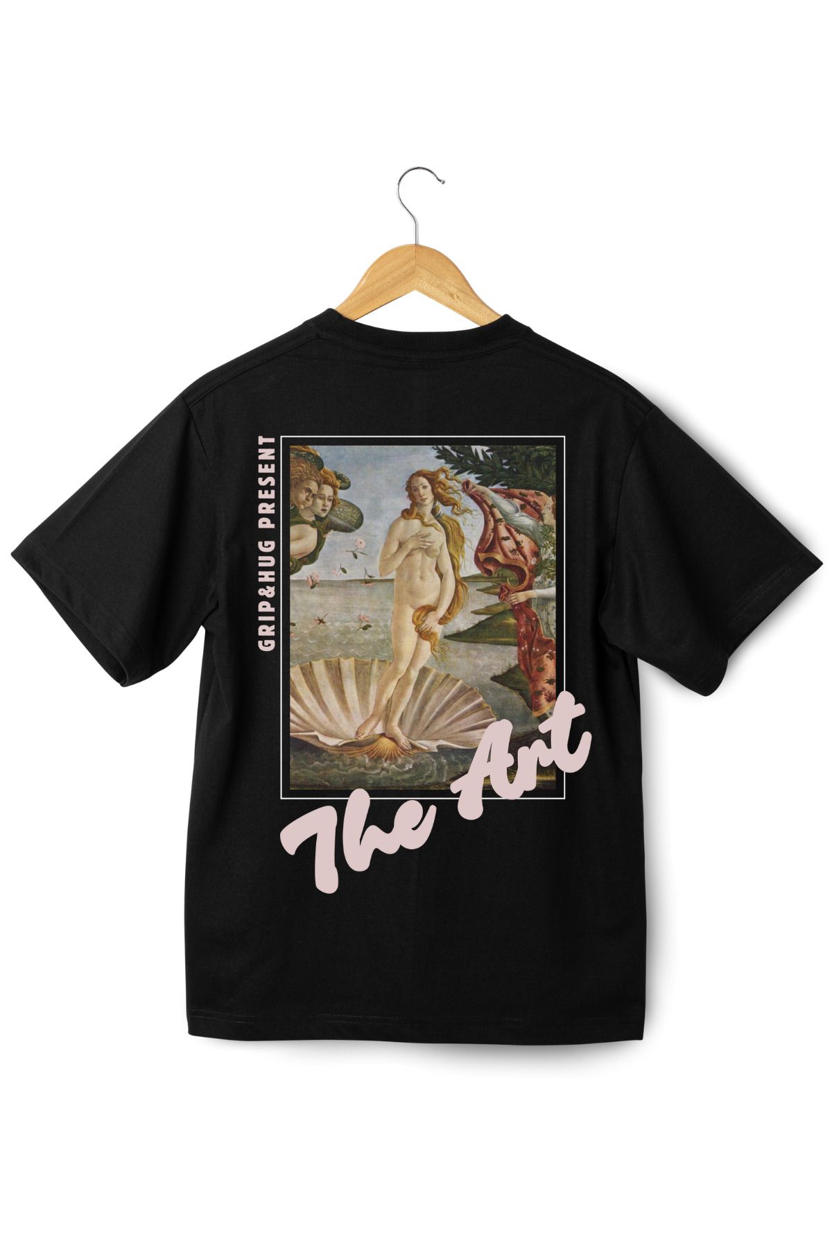 Grip Hug The Art Siyah Oversize Tişört - %100 Pamuk Unisex Tasarım - Antic Edition