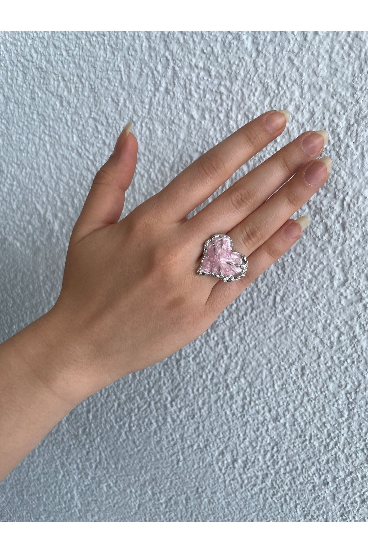 Home İskelet İşlemeli Pembe Kalp Ayarlanabilir Gotik Yüzük