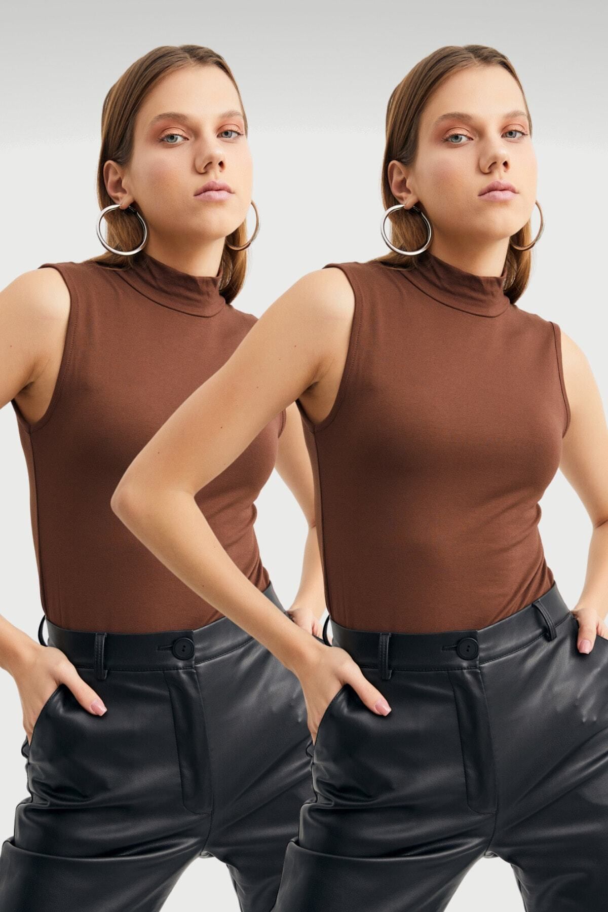 Bipantolon Kadın Acı Kahve 2'li Kolsuz Body
