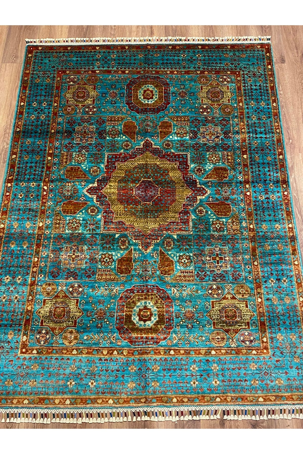fethiyehalıkilim El Dokuma Afgan Memlük Halısı – %100 Yün%100 El Dokuma Naturel Dekoratif Halı, El İşi Özgün Tasarım
