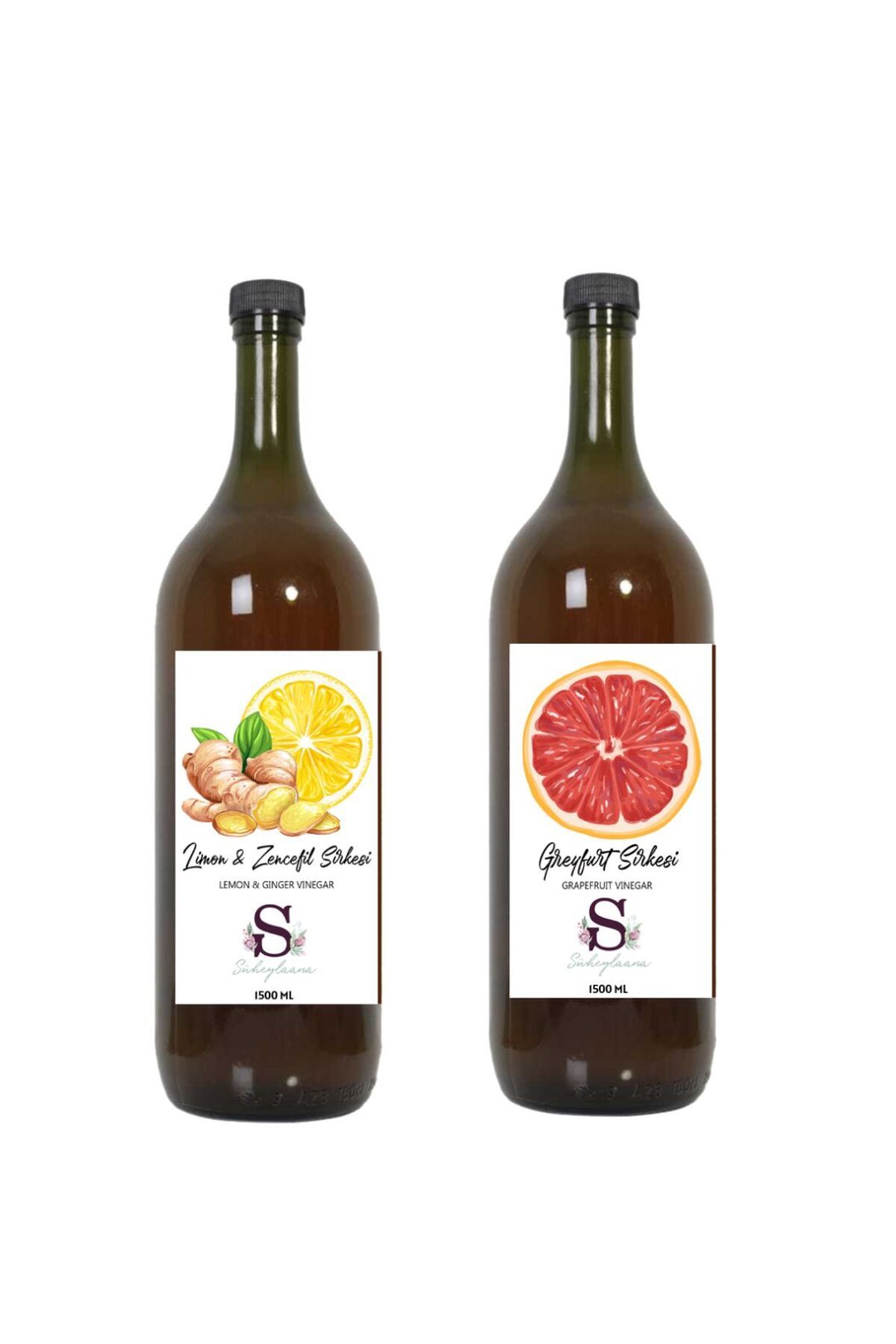 Süheylaana Doğal Limon & Zencefil Sirkesi 1500 Ml - Doğal Greyfurt Sirkesi 1500 Ml