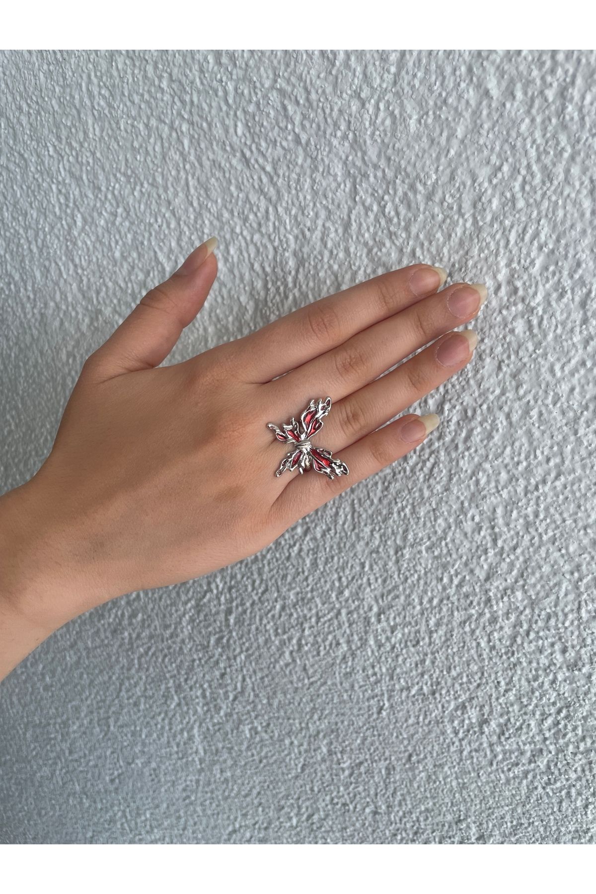 Home Büyük Kırmızı Kelebek Özel Tasarım Gotik Yüzük