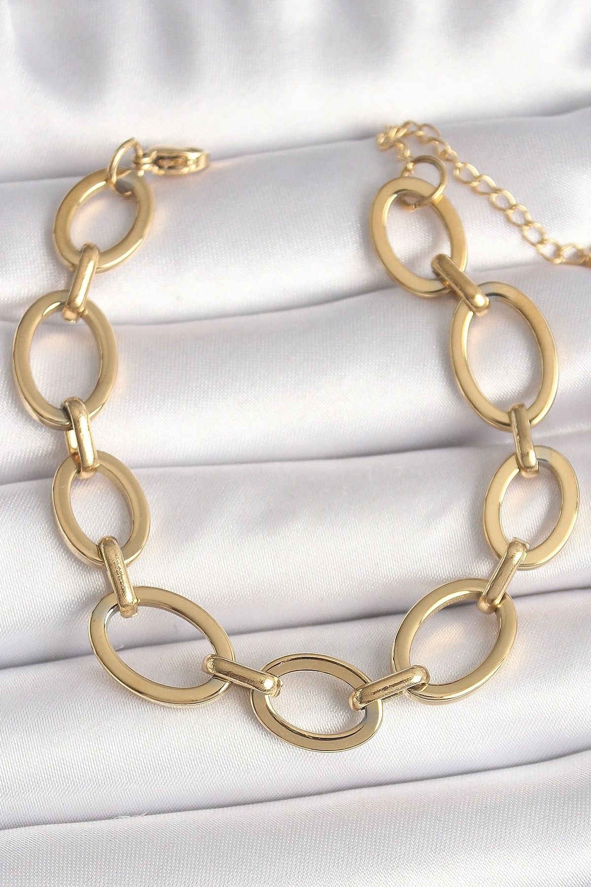 STOREMAX 316L Çelik Gold Renk Halka Zincir Model Kadın Bileklik