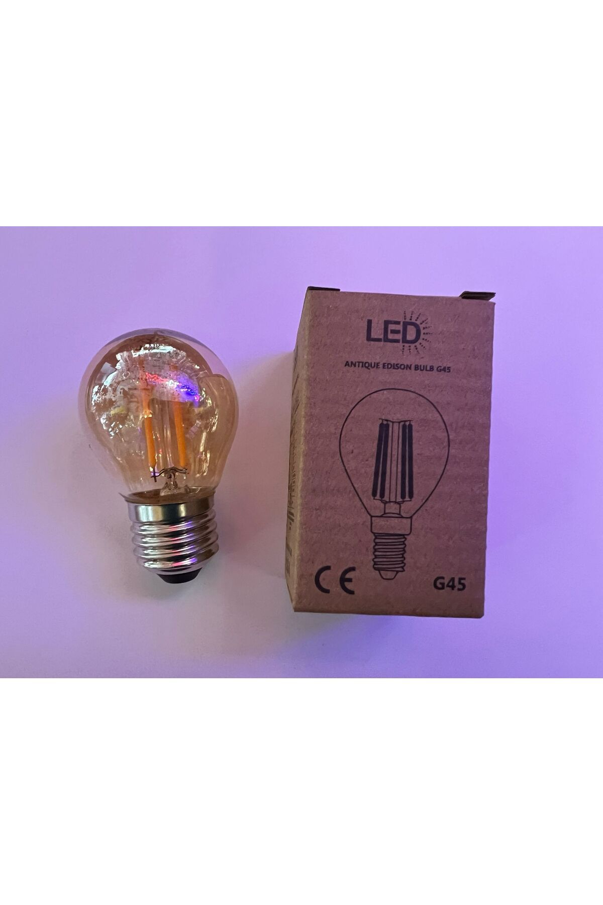Heka G45 Filament Edison Tip Rustik E-27 Amber Cam Amber Işık Dimmerli 4 Watt 1800 Kelvin Led Ampul