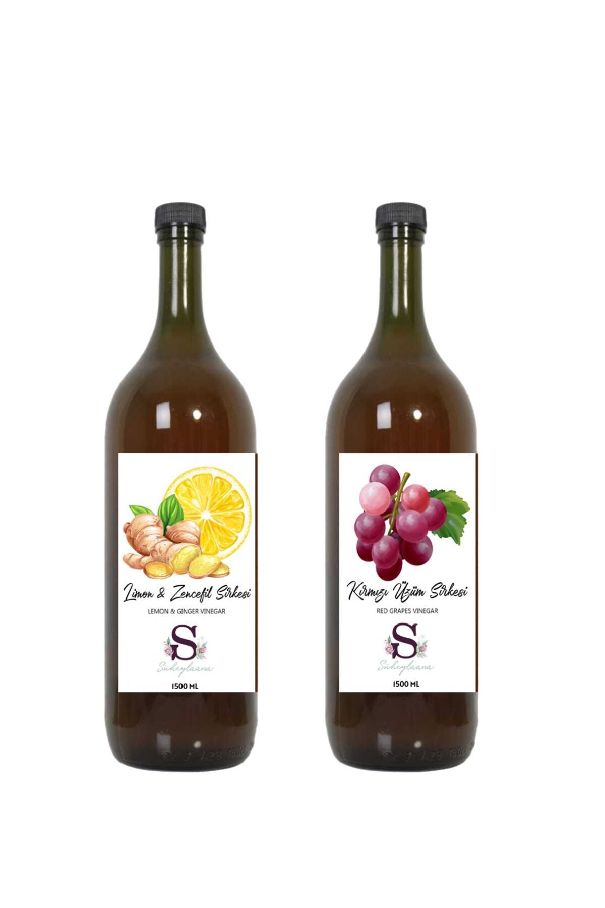 Süheylaana Doğal Limon & Zencefil Sirkesi 1500 Ml - Doğal Kırmızı Üzüm Sirkesi 1500 Ml