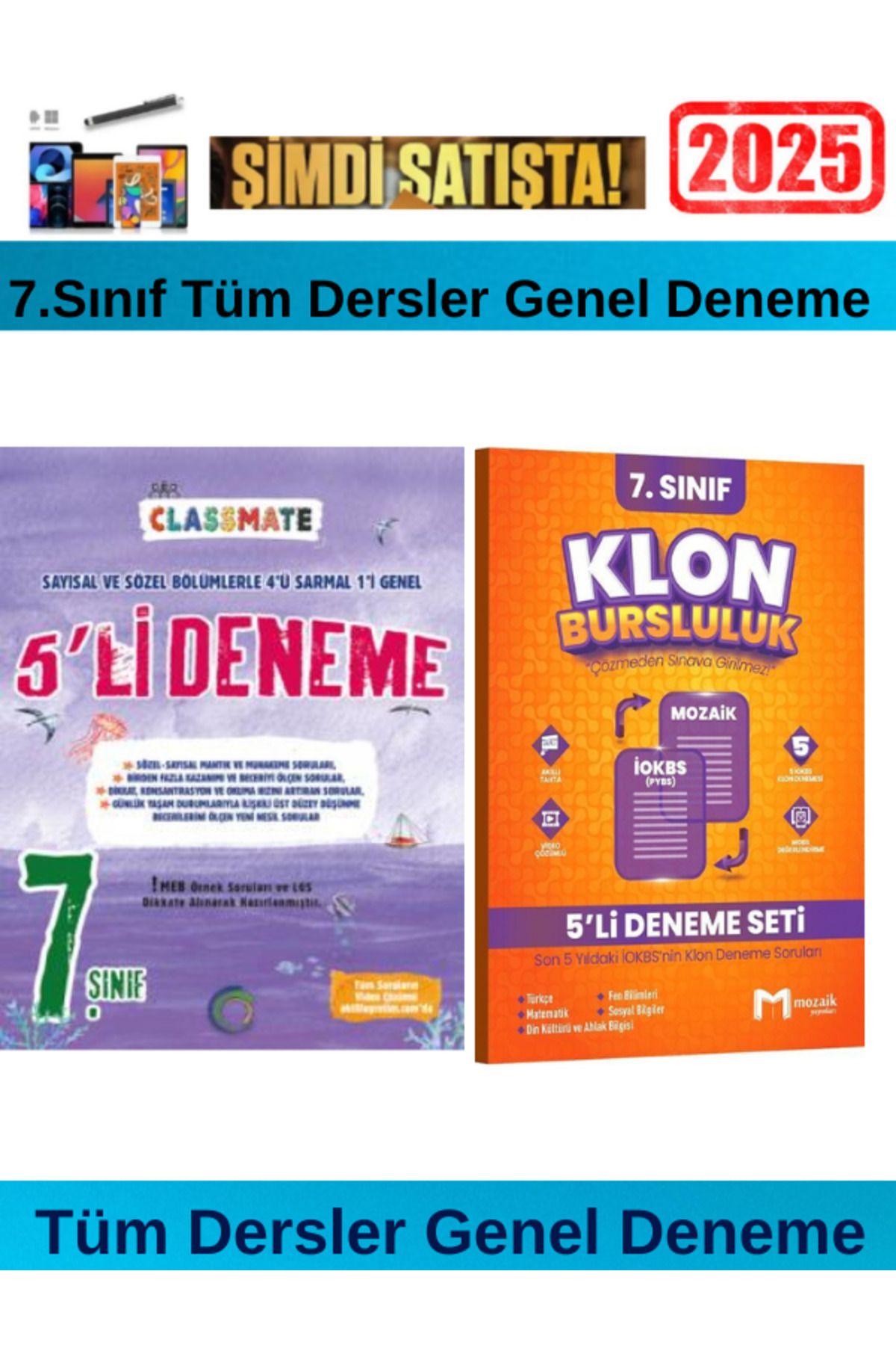 Okyanus Yayıncılık Classmate 7.Sınıf Tüm Dersler 7 li Deneme+Mozaik 7.Sınıf Klon Bursluluk Deneme+Kalem