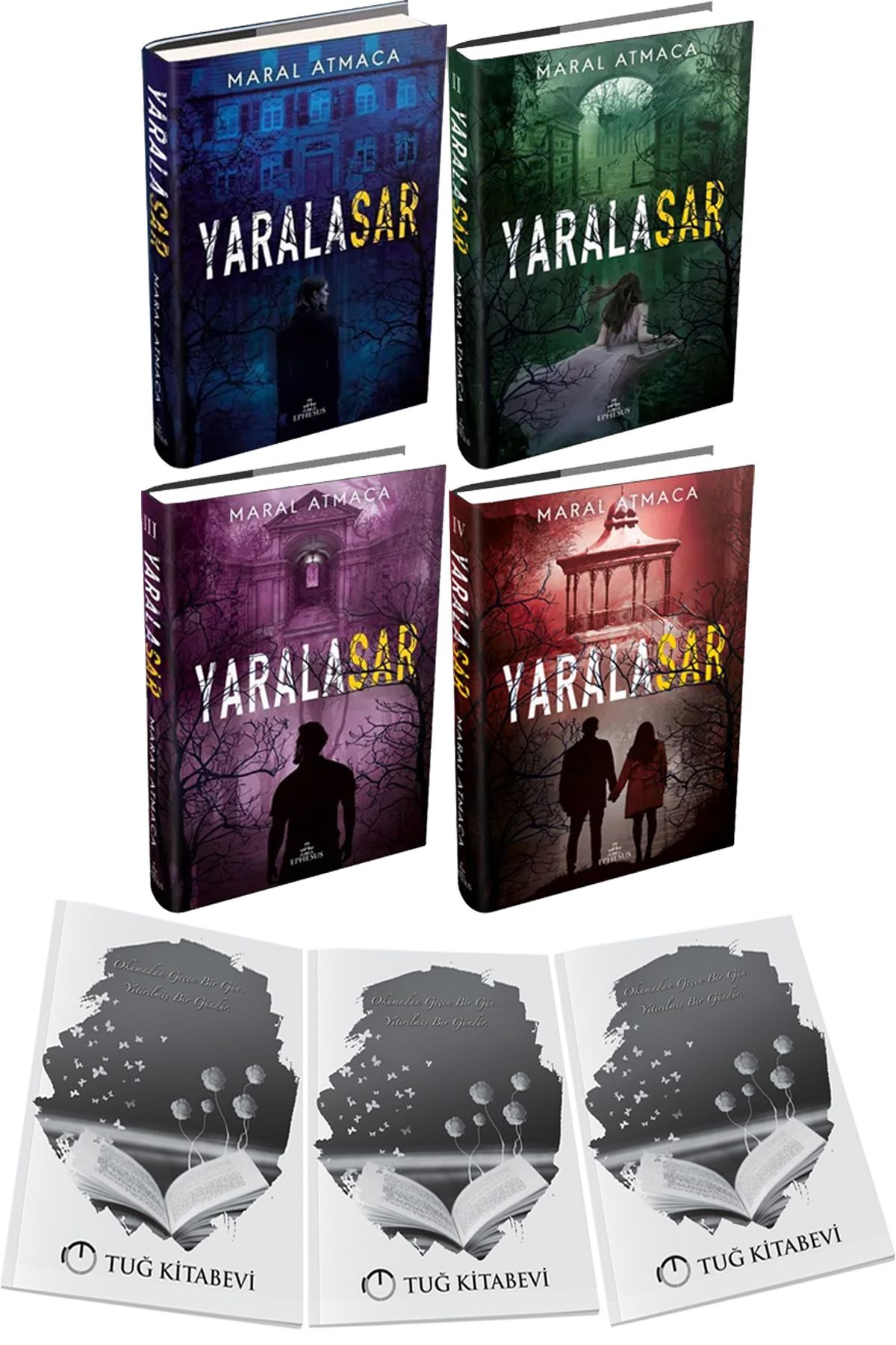 Ephesus Yayınları Ciltli Set Yaralasar Serisi 1-2-3-4 Maral Atmaca + Hediyeli