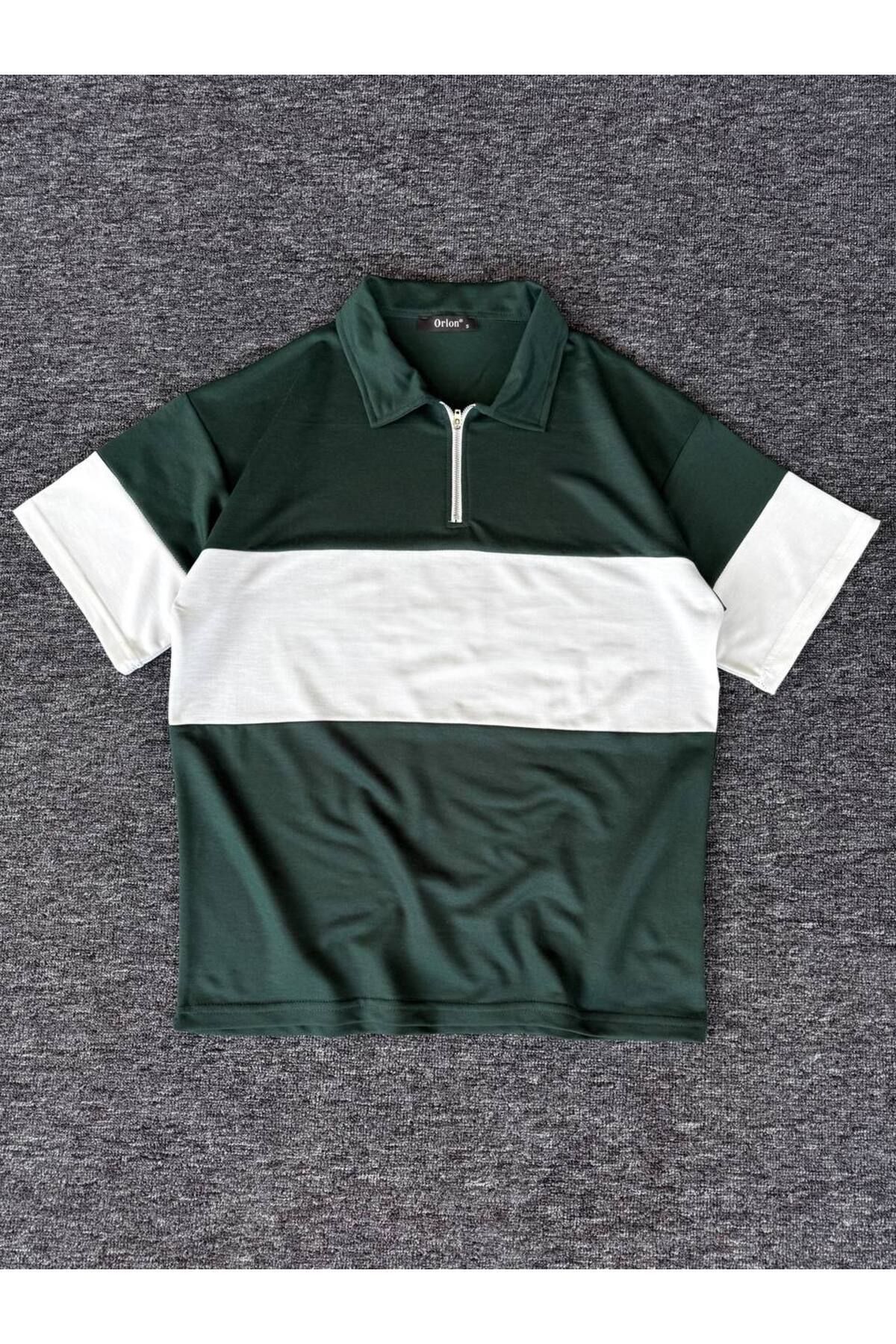 TEXTURA ✅ Yarım Fermuarlı Parçalı T-shirt – Unisex, Modern ve Rahat Kesim