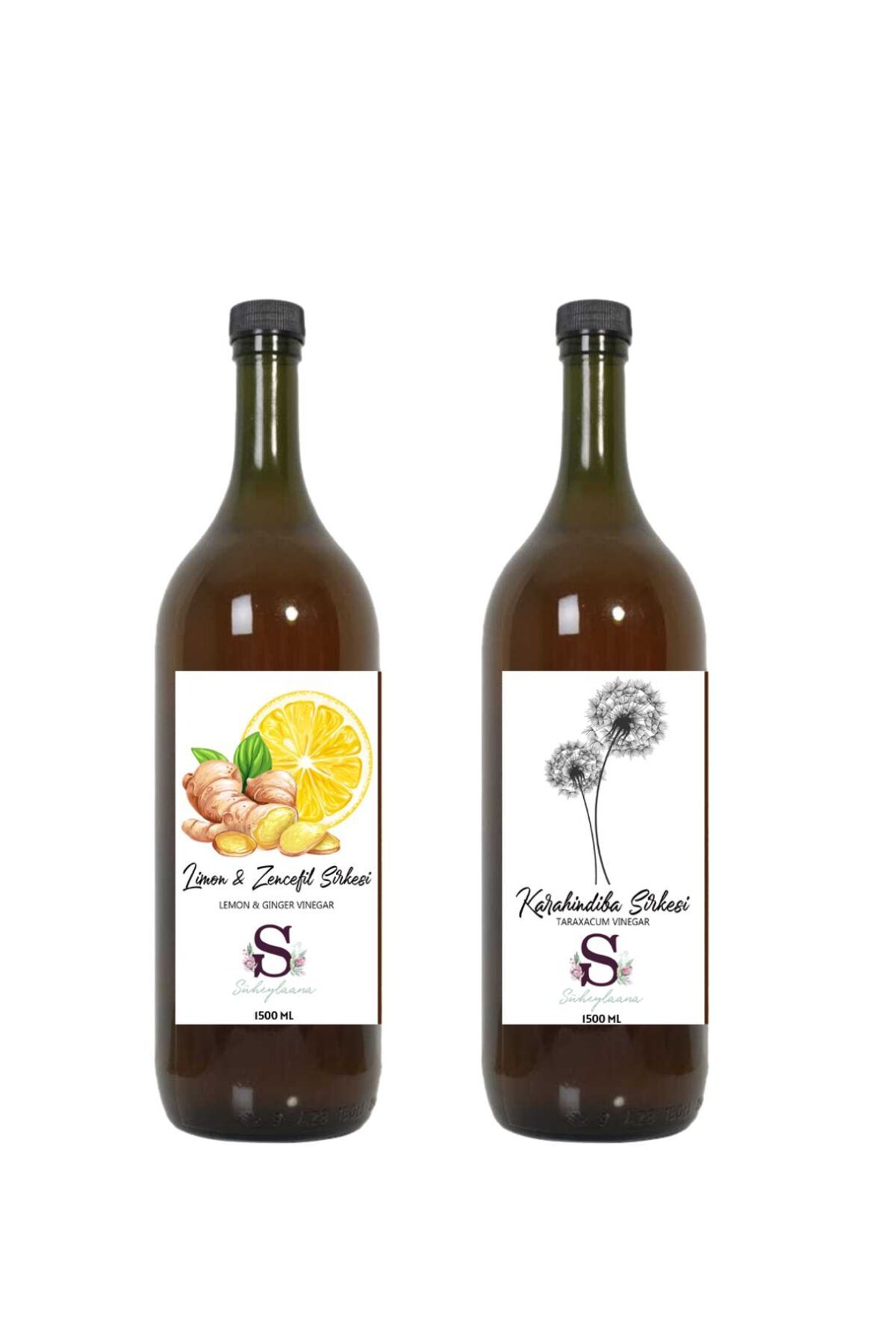 Süheylaana Doğal Limon & Zencefil Sirkesi 1500 Ml - Doğal Karahindiba Sirkesi 1500 Ml