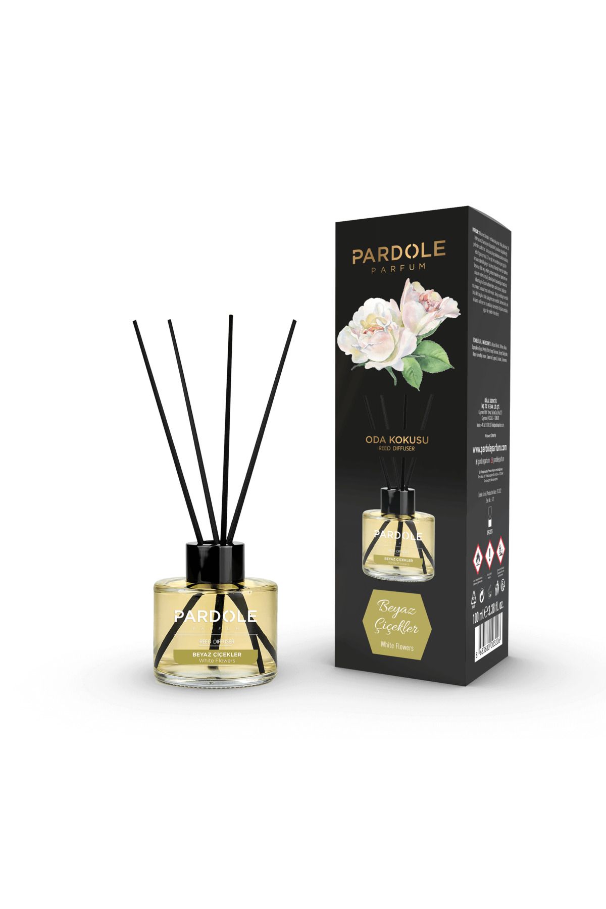 PARDOLE 145 ml Beyaz Çiçekler Bambu Çubuklu Oda Kokusu - Çiçeksi Çubuklu Oda Kokusu