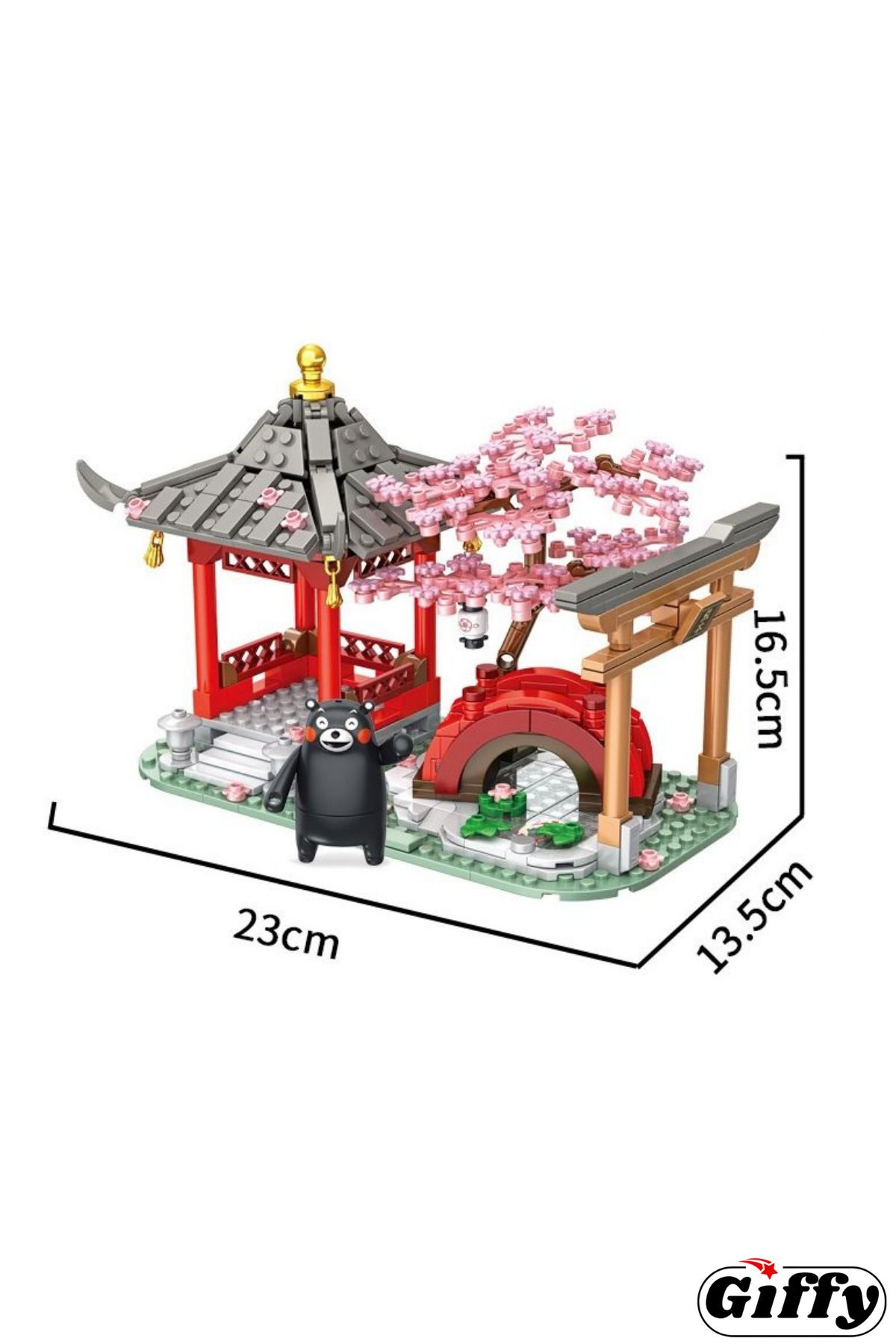 giffy-Kumamoto Bear and Cherry Blossom Park 537 Pieces Blocks Set Building Mini Block Boxed Interactive Hobby Set 3