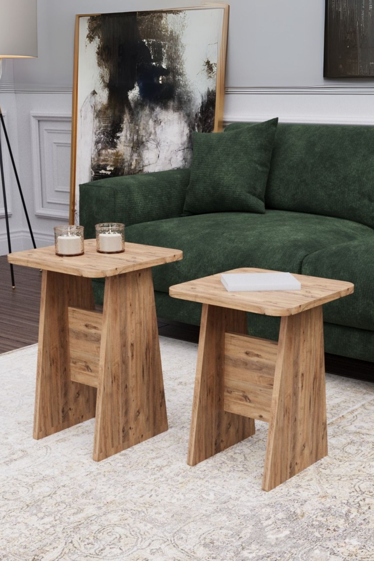 Limnizza H Sehpa 2'li Set | Koltuk Yanı Sehpa | Zigon Sehpa Takımı | Yan Sehpa | Modern Orta Sehpa Modeli