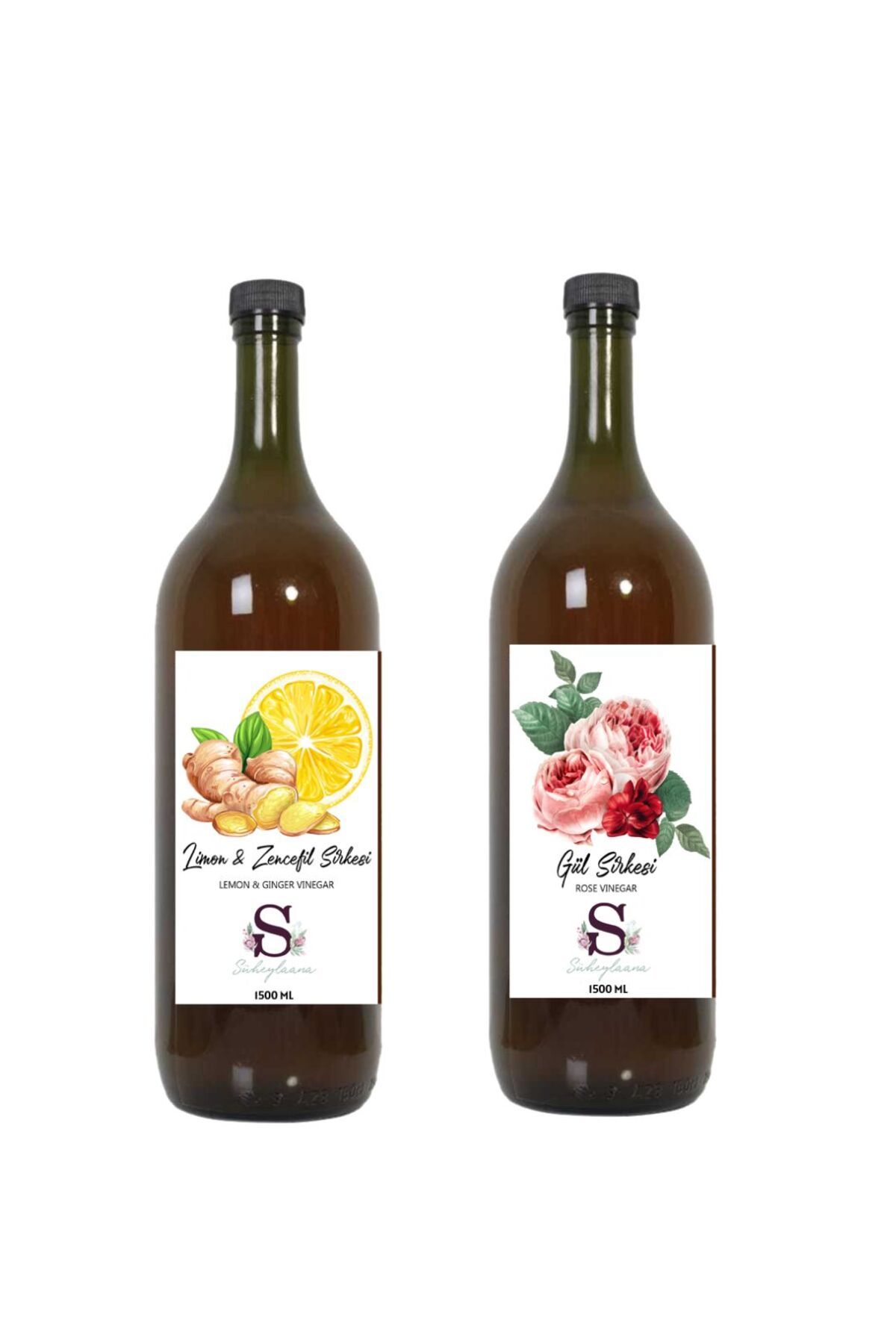 Süheylaana Doğal Limon & Zencefil Sirkesi 1500 Ml - Doğal Gül Sirkesi 1500 Ml