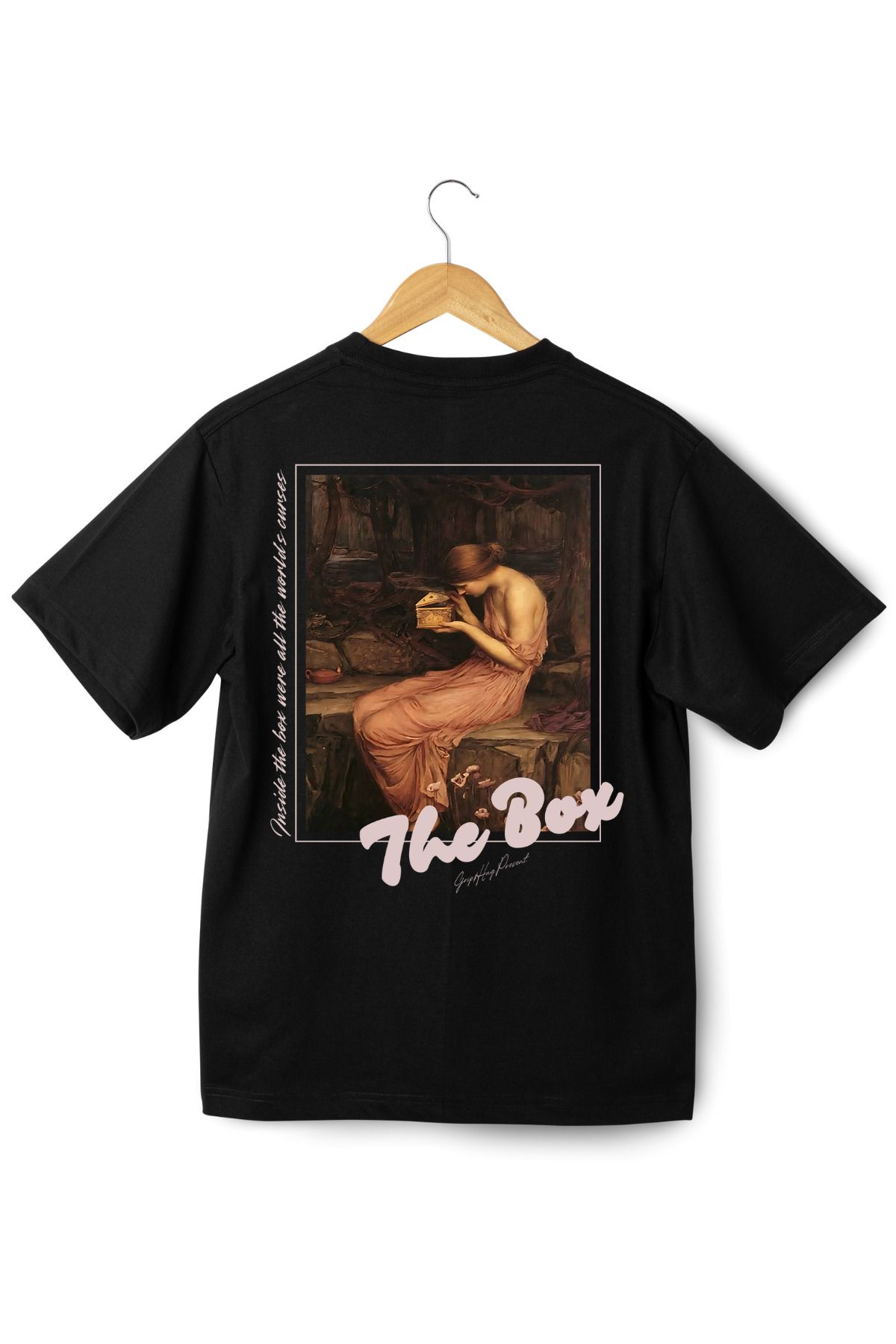 Grip Hug The Box Oversize Siyah Tişört - Antik Sanat Baskılı – Antic Edition