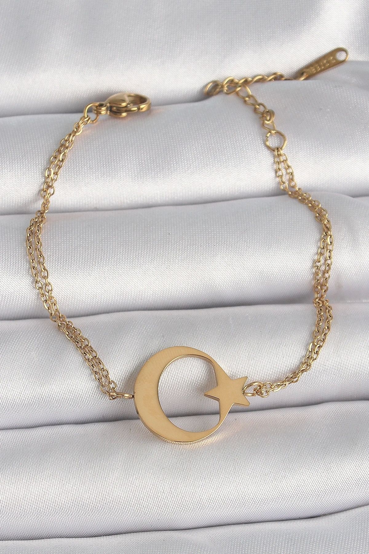 STOREMAX 316L Çelik Gold Renk Ay Yıldız Model Kadın Bileklik