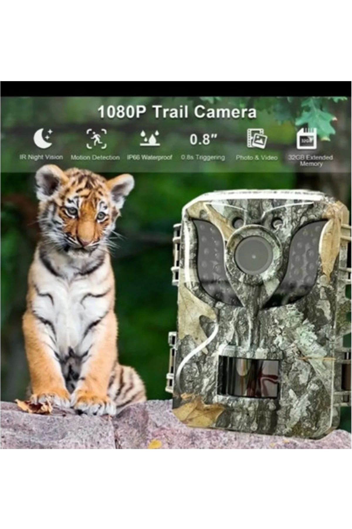 No8 Home Fotokapan Kamera 16mp Full Hd 1080p Gece Görüşlü 2 Inç Lcd Ekran Su Geçirmez