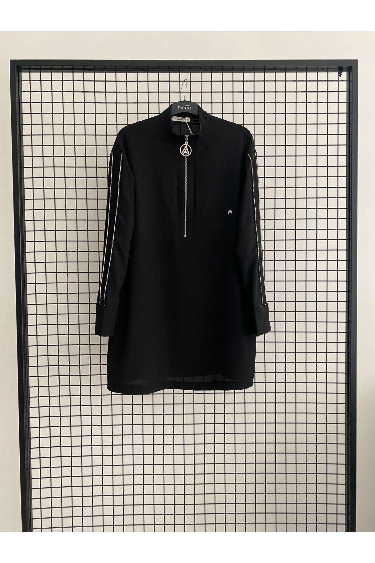 Armine TREND Yeni Sezon Kolları Taş Detaylı Yarım Fermuarlı Cepli Tunik 25DSB412 Mdaayka