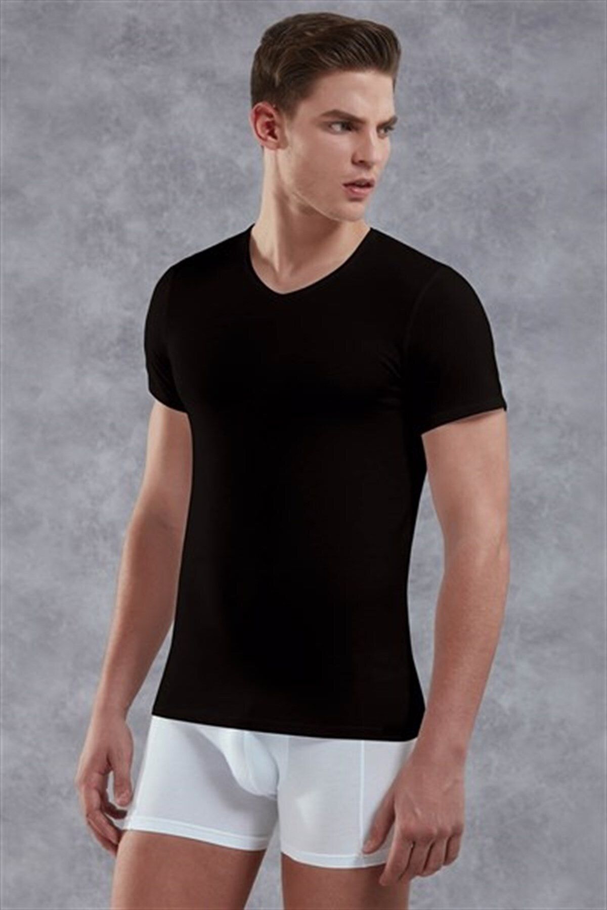 inkasole Vücudu Saran Rahat T-shirt 2855 Siyah