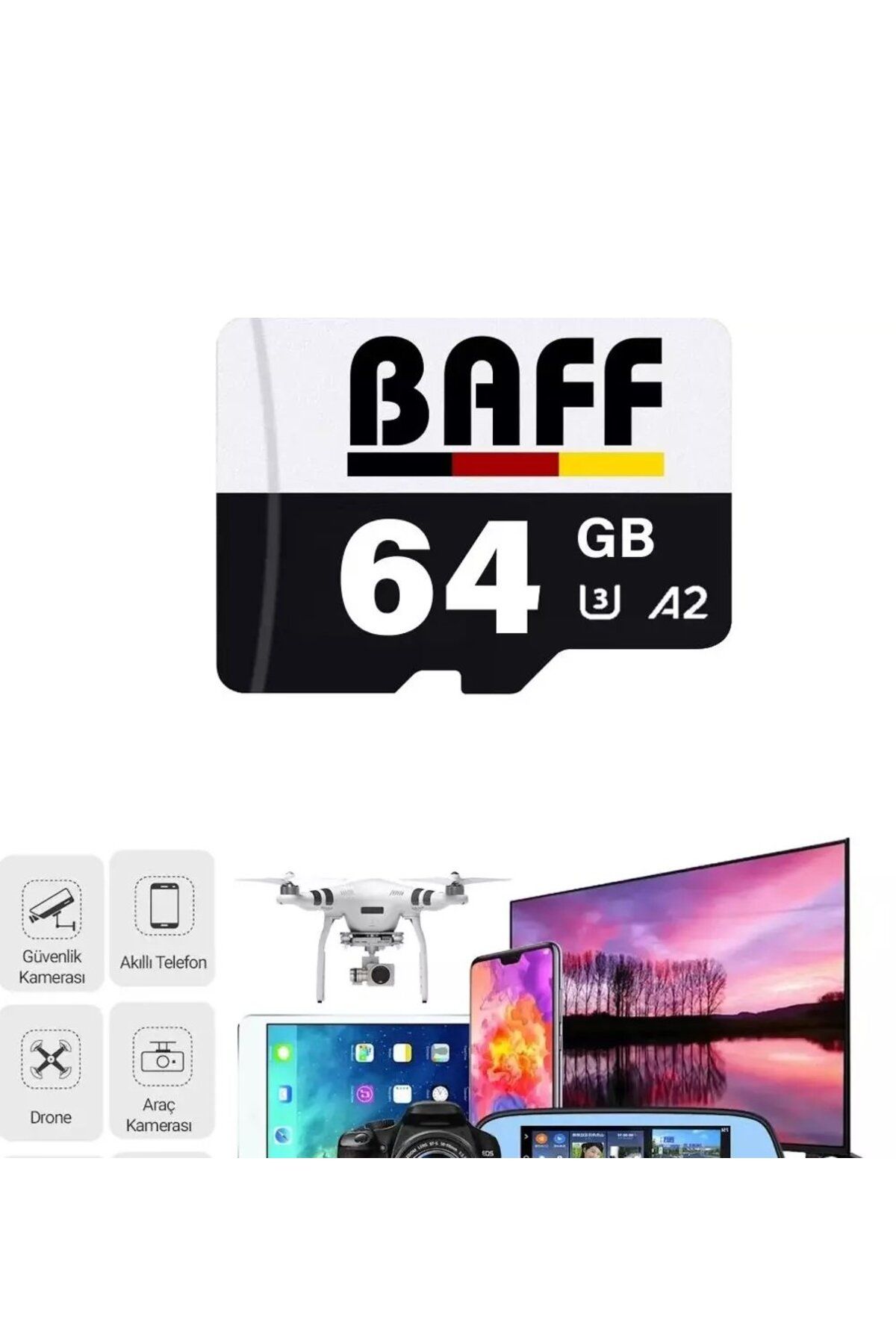 Baff 64GB Hafıza Kartı Video Kayıt Destekli UHS-I U3 A2