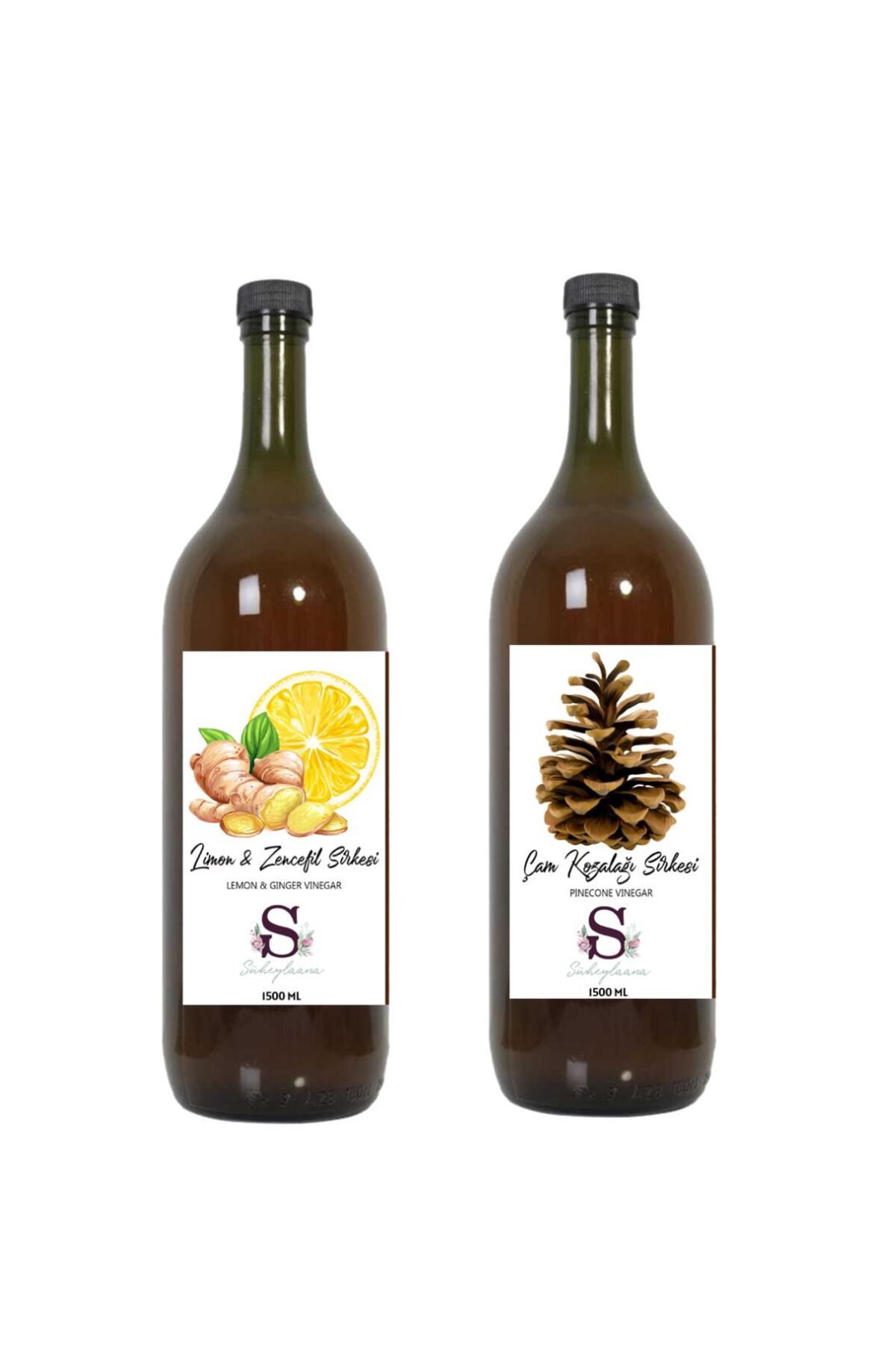 Süheylaana Doğal Limon & Zencefil Sirkesi 1500 Ml - Doğal Çam Kozalağı Sirkesi 1500 Ml