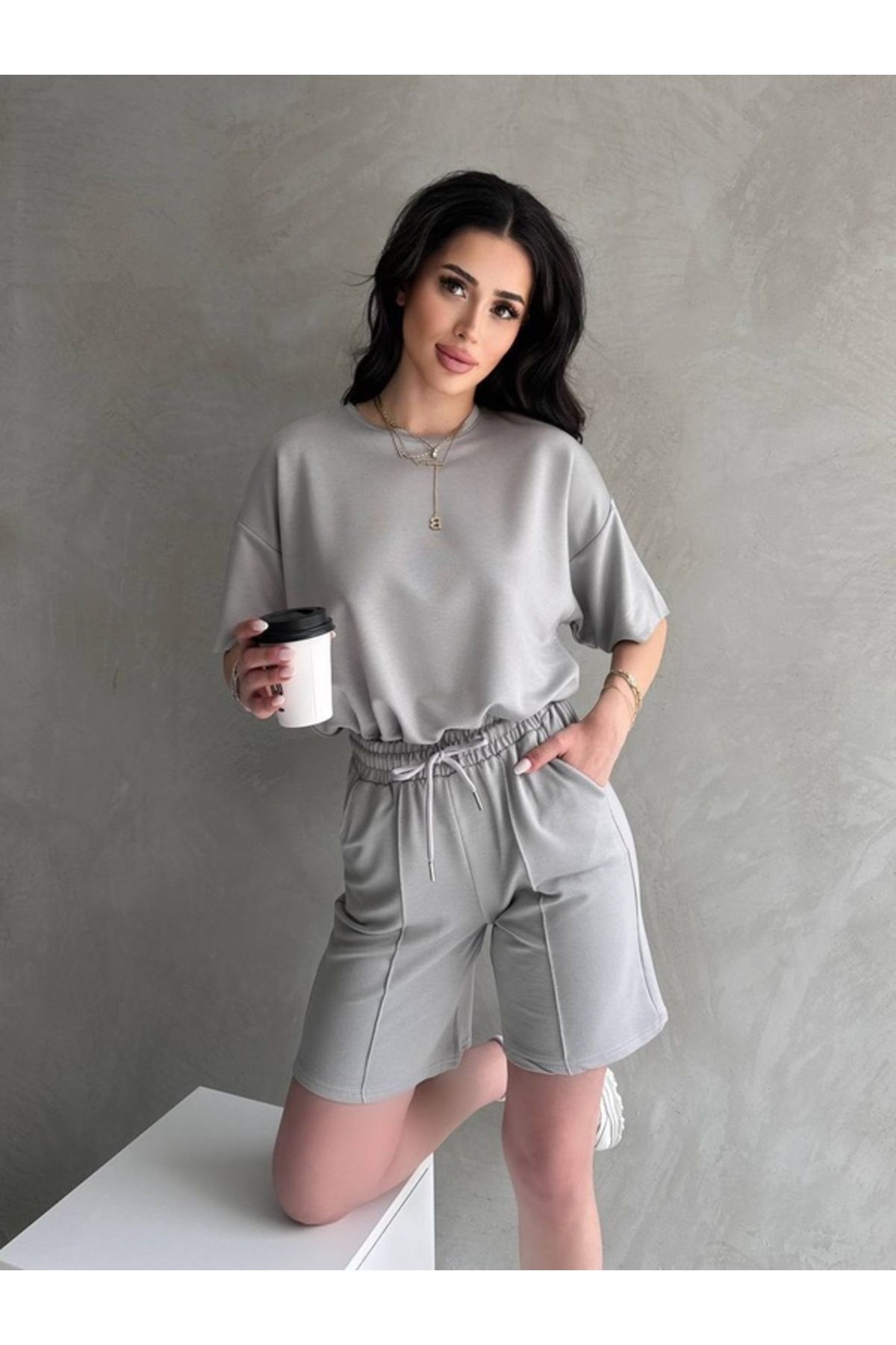 Butik Modal Kumaş Şortlu Takım
