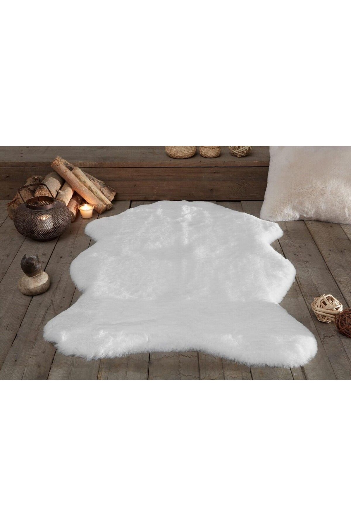 ipeksar home Tavşan Tüyü Beyaz Halı Post Peluş Süper Yumuşak ve Süet Taban Ultra His