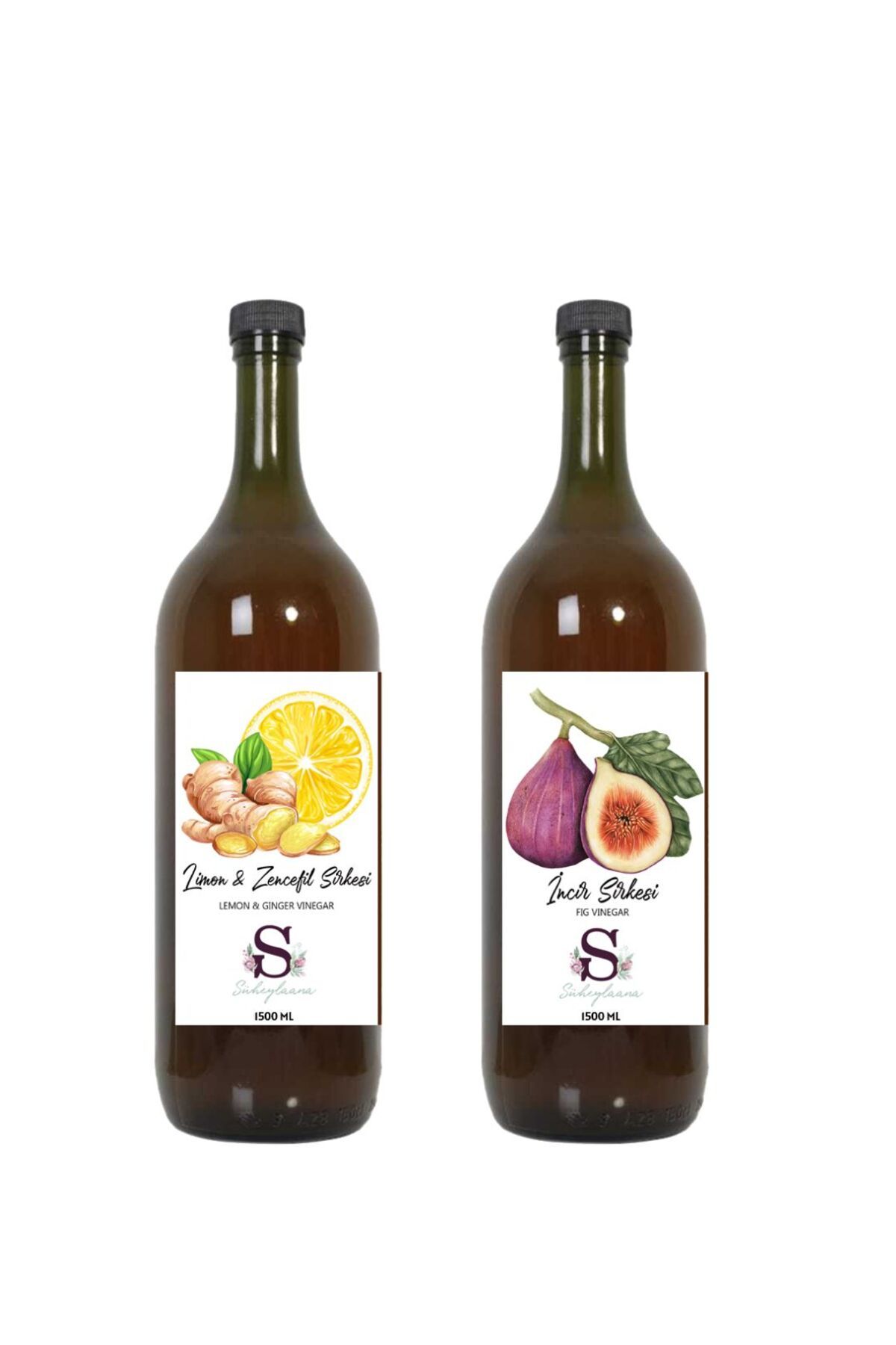 Süheylaana Doğal Limon & Zencefil Sirkesi 1500 Ml - Doğal İncir Sirkesi 1500 Ml