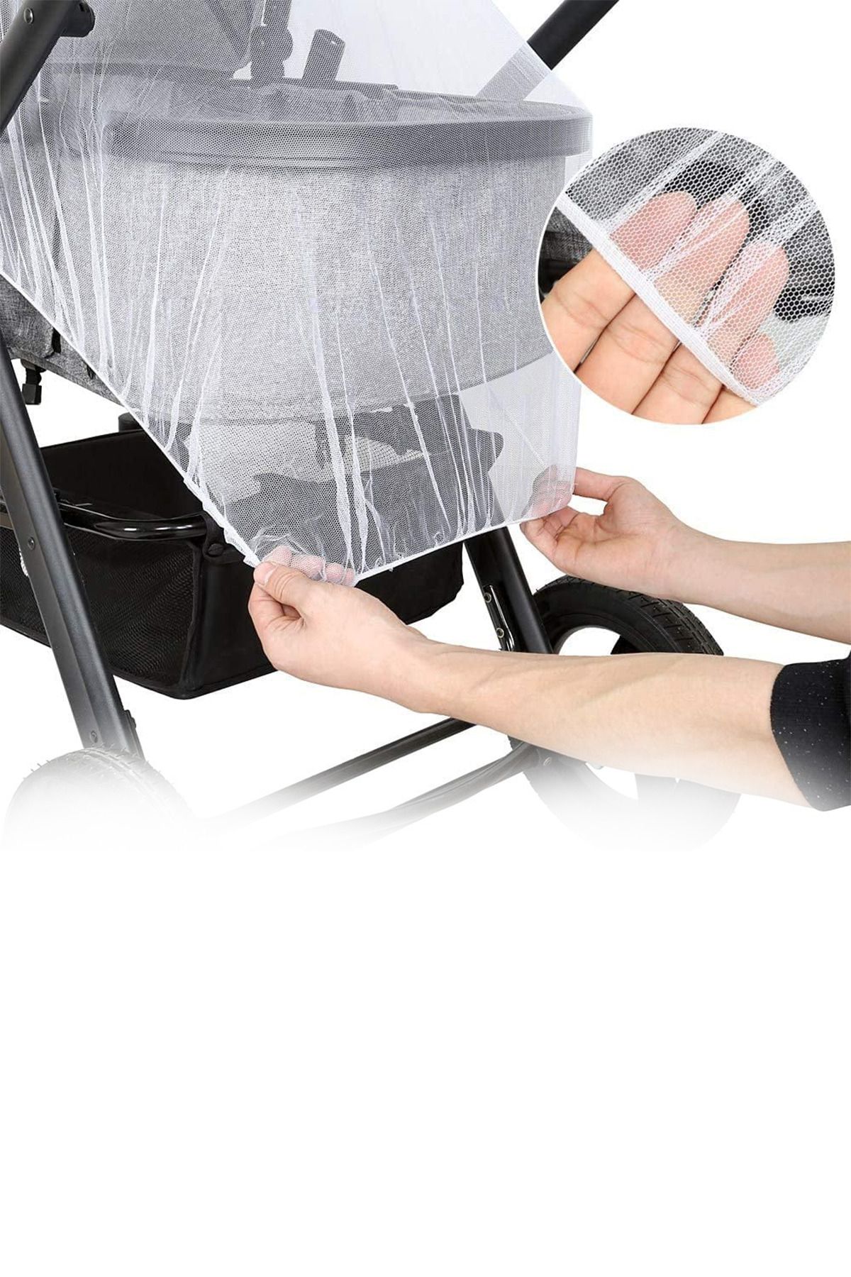 Beatitude-Stroller Fly Screen Compatible with Every Baby Stroller Mosquito Net Canopy Washable Fine Mesh Mother Kids Products 2
