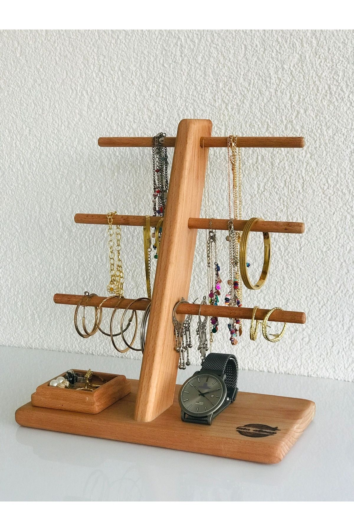 lata ahşap Ahşap Gürgen takı stantı,kolye stantı,küpe stantı,yüzük stantı