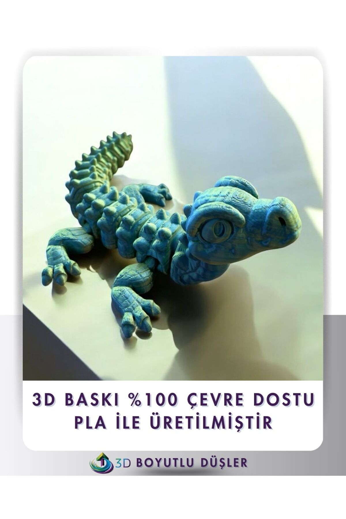 ZTE 3D BASKI FLEXİ TİMSAH ÇİFT RENK YEŞİL MAVİ 25 CM BOY