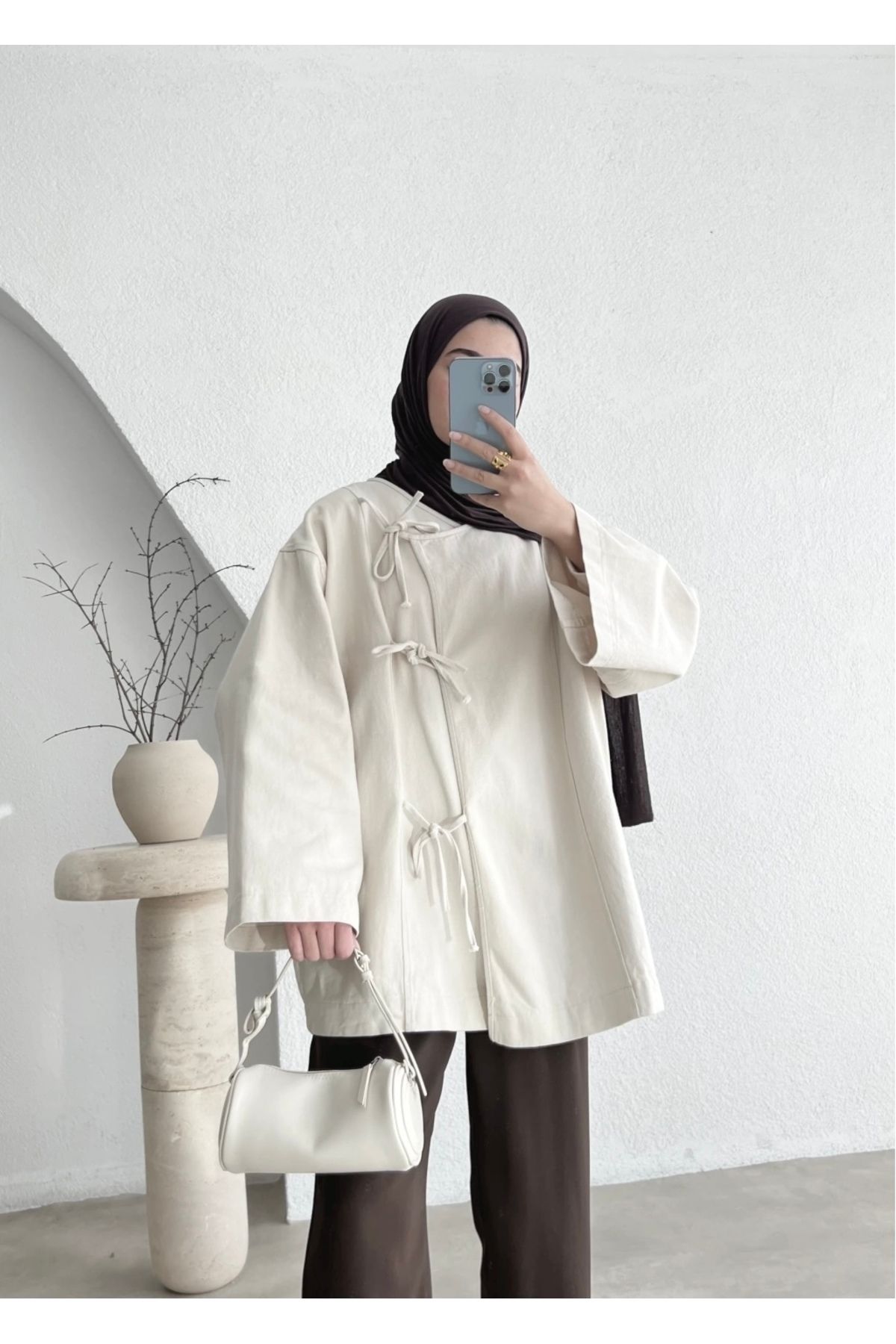 Trenddolabı Bağlamalı Kimono Kadın Ceket