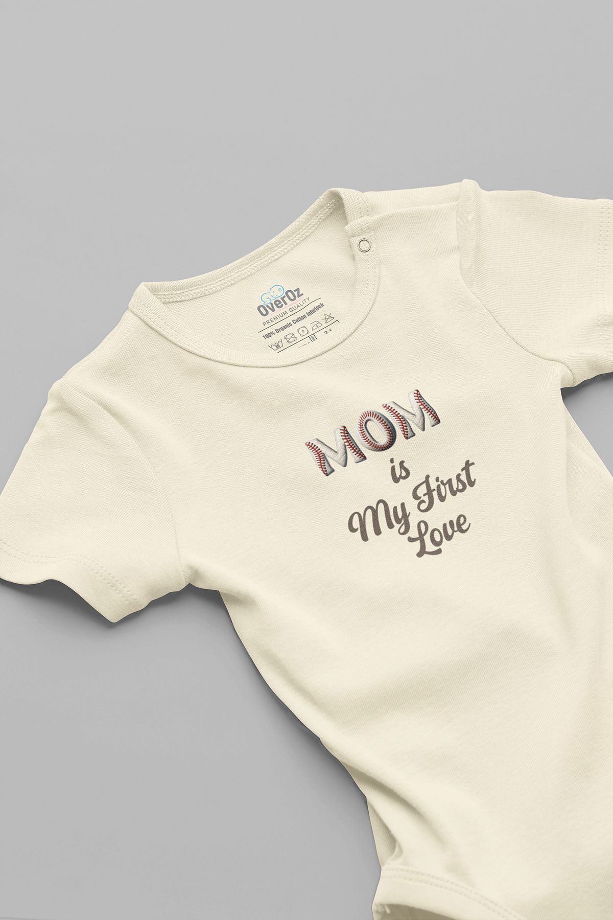 Overoz Mom Baseball Baskılı Bebek Body Çıtçıtlı Badi Zıbın Tulum 5797-E