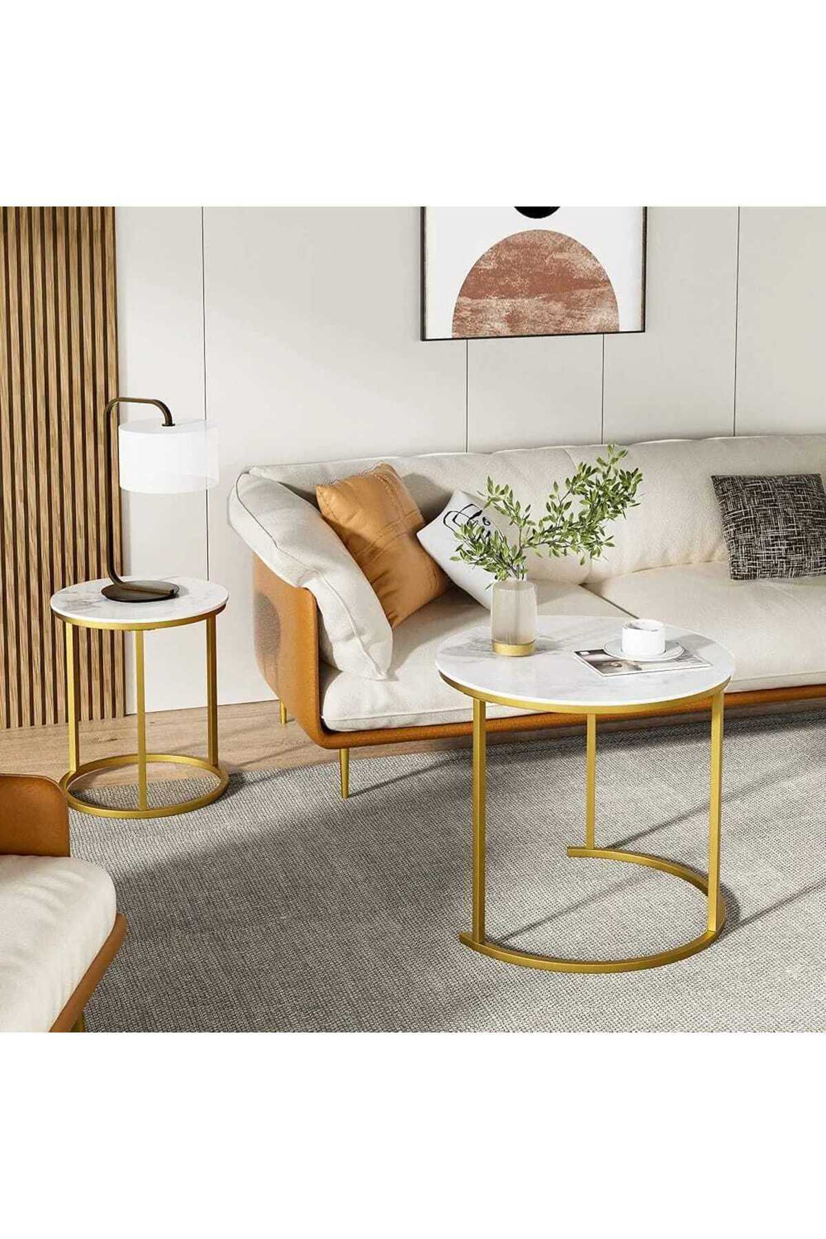 Generica-Two nesting tables with a marble design for decoration and ornamentation 3