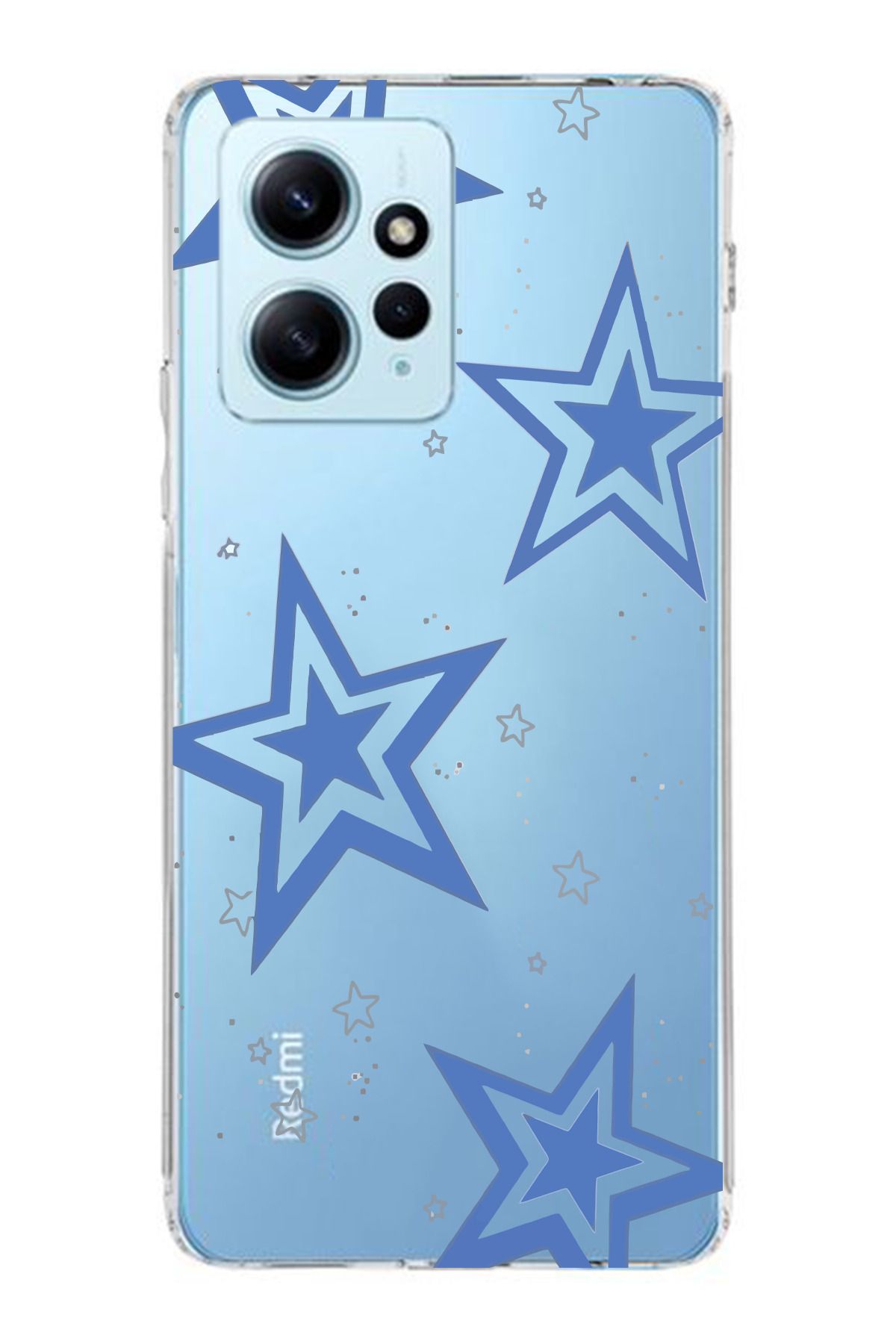 moonset Xiaomi Redmi Note 12 4G Uyumlu Yıldız Tasarımlı Baskılı Şeffaf Telefon Kılıfı