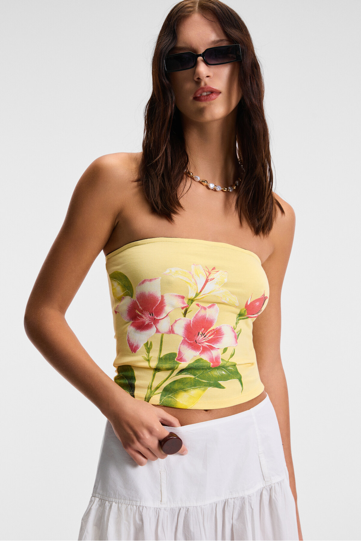 ETHIQUET  LUNESSA Kadın Vücutta Sabit Duran Silikon Lastikli Straplez Sarı Bluz - Görsel 3