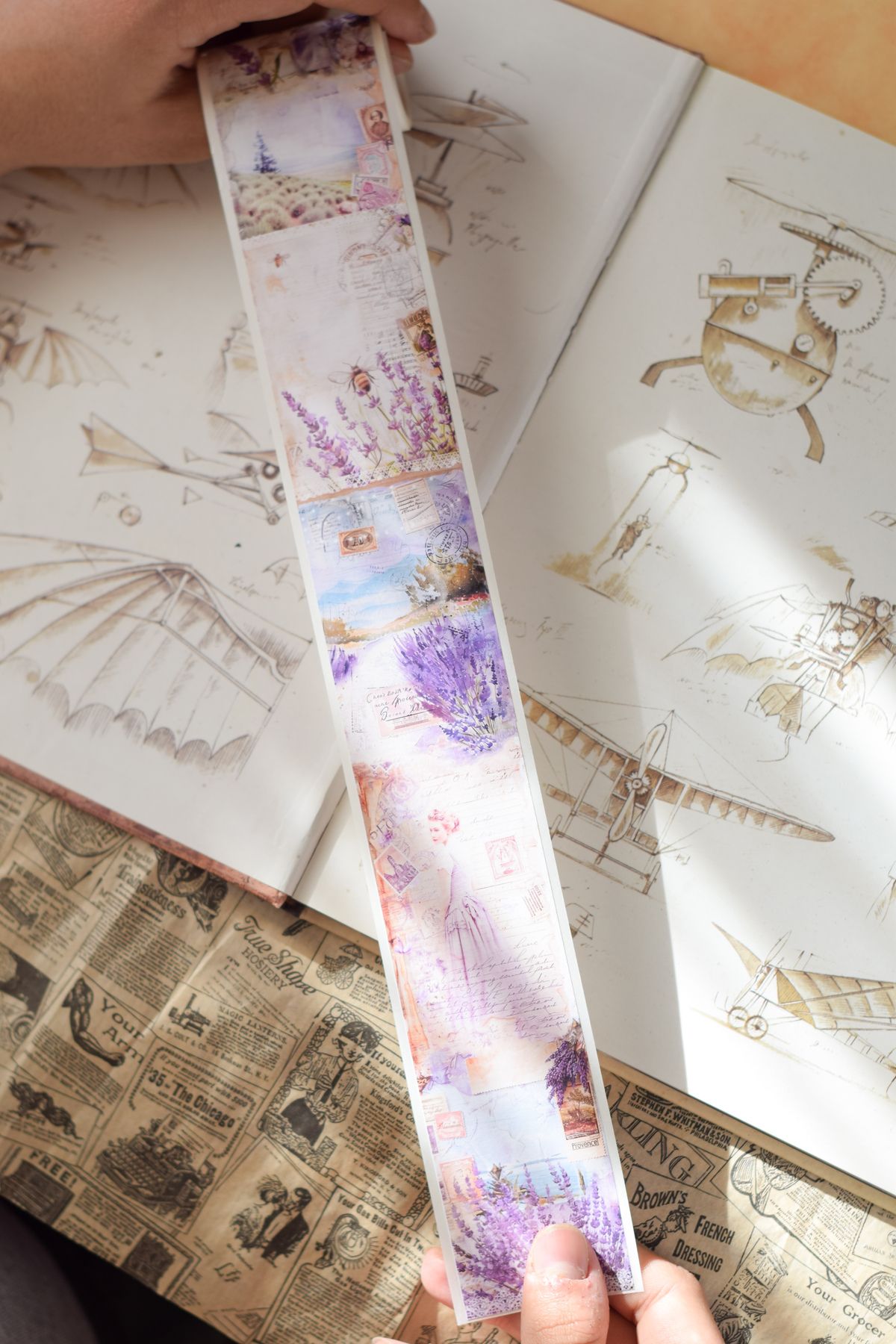 GÖKÇETasarım Lavanta Temalı Washi Tape (5 cm x 2 m) / Scrapbook, Journal