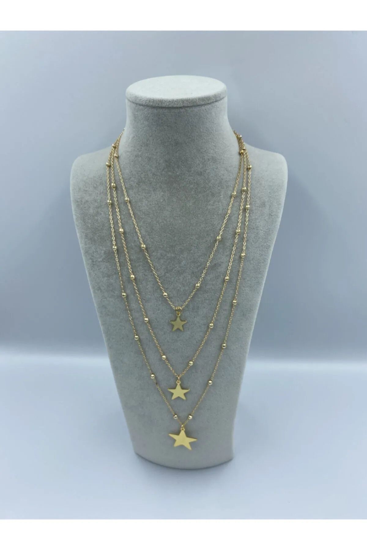 İlraysa 3 Lü Yıldızlı Gold Kolye