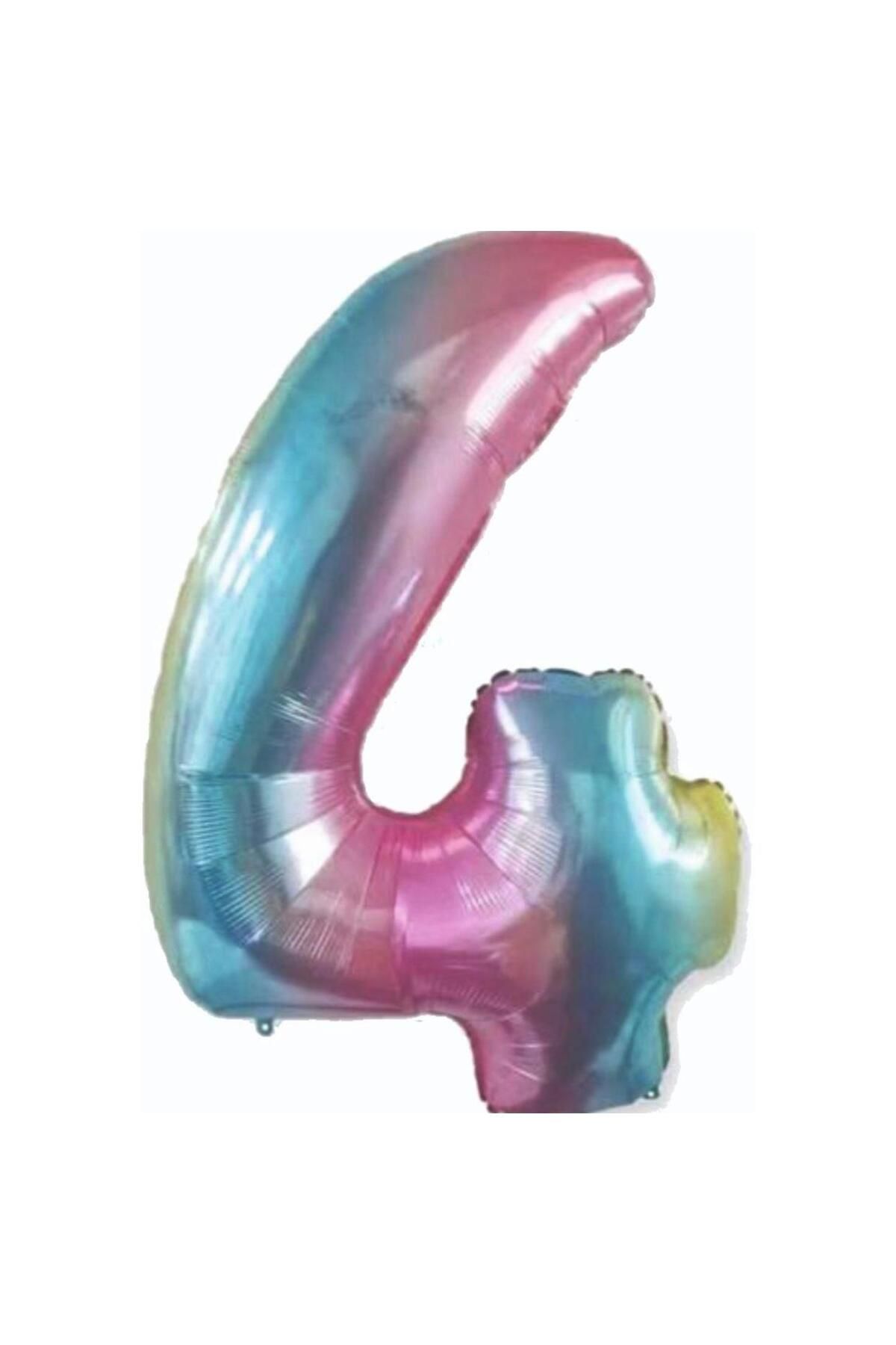 MİNAY 4 RAKAM FOLYO BALON GÖKKUŞAĞI RENK 34" 76cm