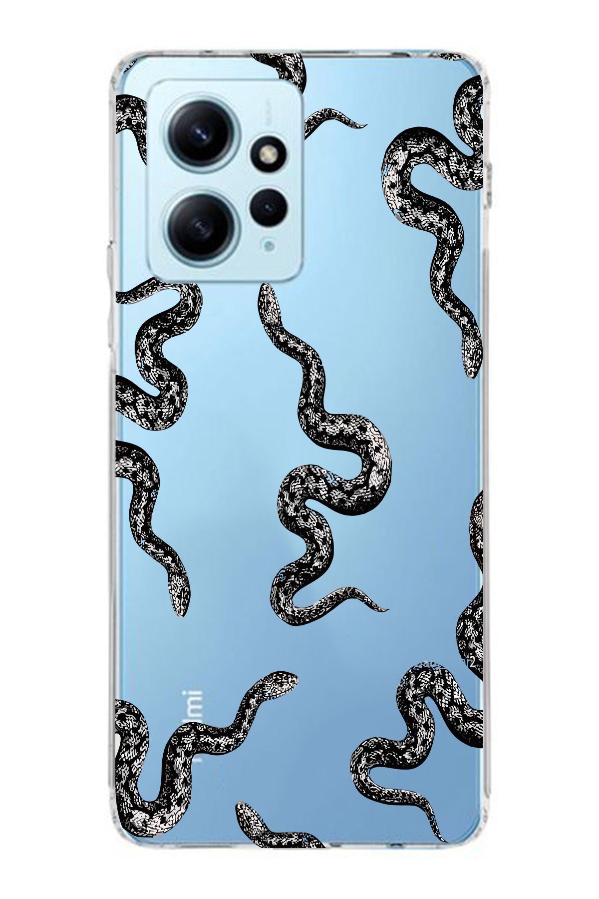 moonset Xiaomi Redmi Note 12 4G Uyumlu Yılan Tasarımlı Baskılı Şeffaf Telefon Kılıfı