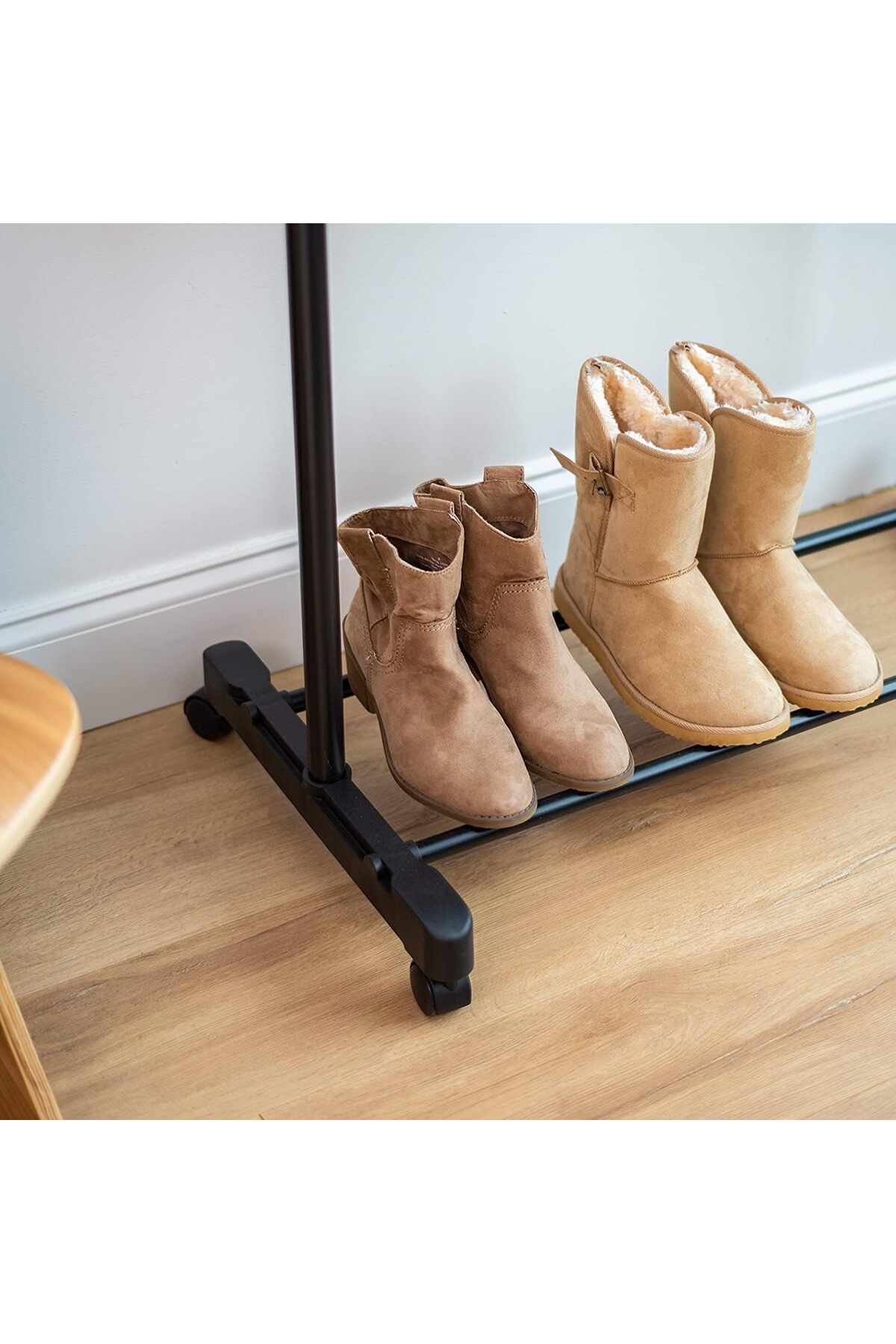 ستاند ملابس للمنزل مع رف تخزين للأحذية وعلاقة جانبية لتعليق الملابس,شماعة,سنجل بول