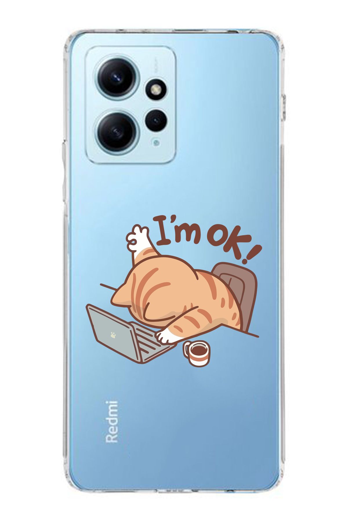 moonset Xiaomi Redmi Note 12 4G Uyumlu Sevimli Kedi Tasarımlı Baskılı Şeffaf Telefon Kılıfı
