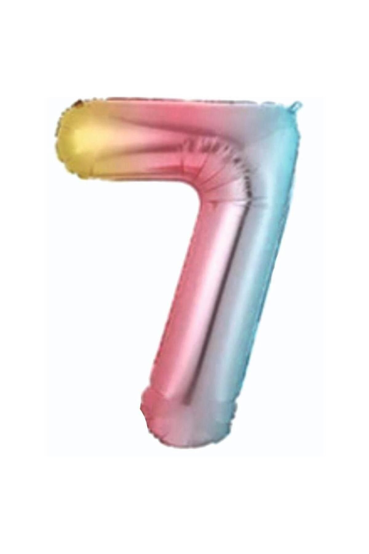 MİNAY 7 RAKAM FOLYO BALON GÖKKUŞAĞI RENK 34" 76cm