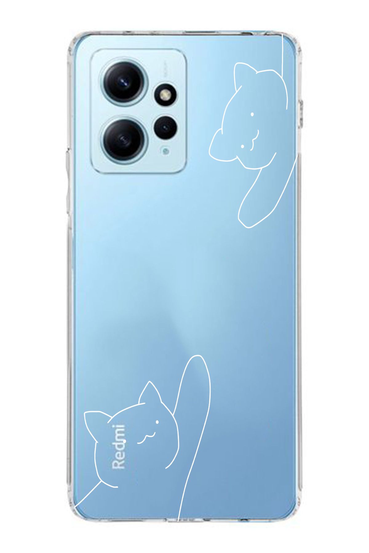 moonset Xiaomi Redmi Note 12 4G Uyumlu Kediler Tasarımlı Baskılı Şeffaf Telefon Kılıfı