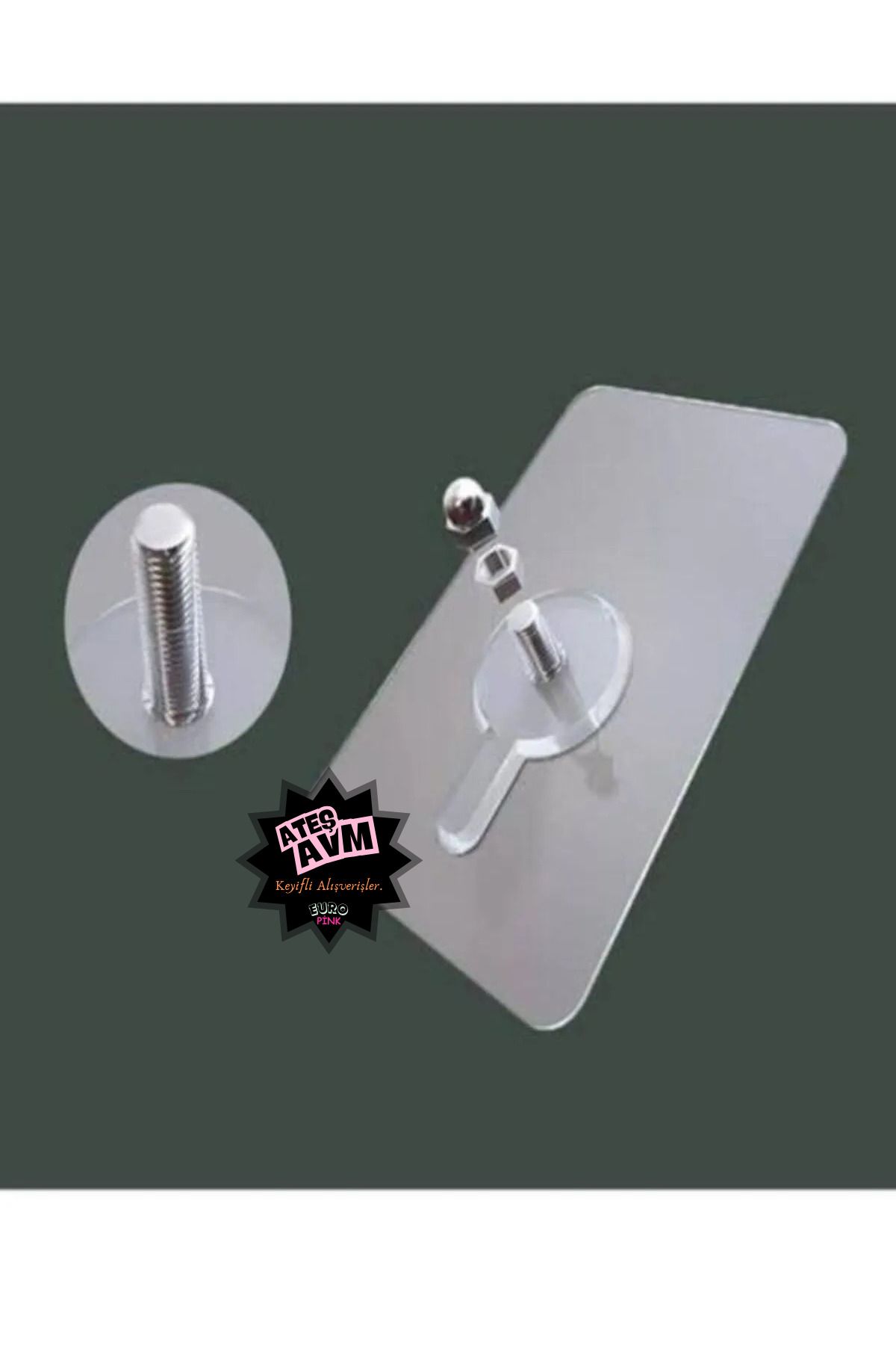 Euro Pink 1 Adet Kendinden Yapışkanlı Askı Aparatı Banyo&Mutfak Askı Aparatı Tablo Askılığı Saat Askılığı