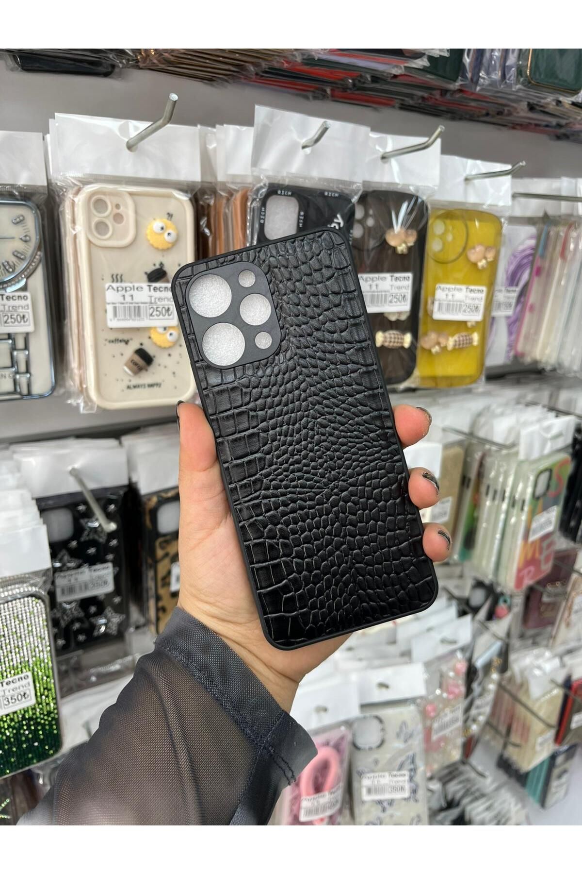 TECNOTREND XİAOMİ REDMİ 12 4G Dokulu Yüzey Çekmeye Dayanıklı Cep Telefon Kılıfı Pu Deri Kaplamalı Yumuşak