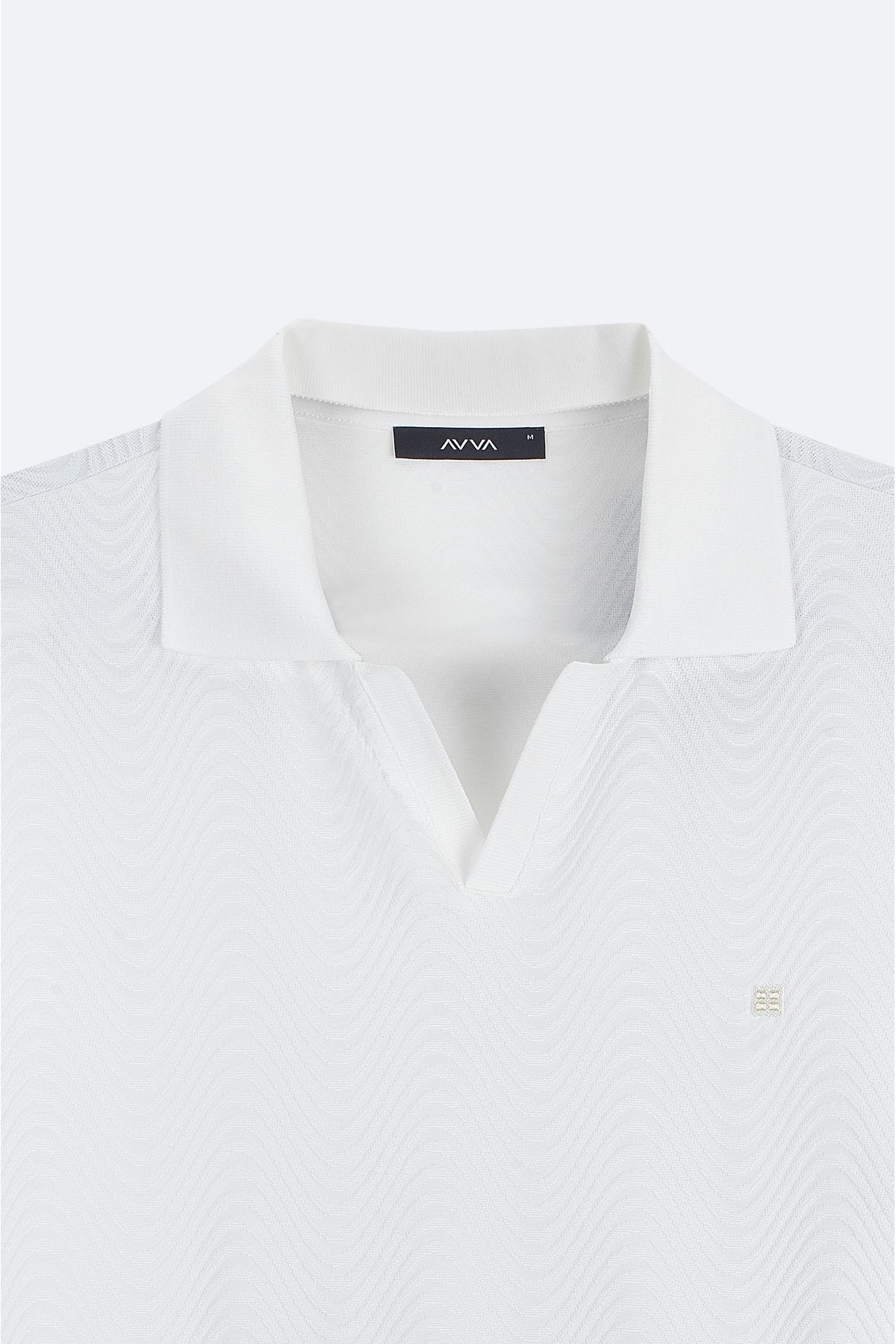 Avva-Men's Ecru Apaj Collar Jacquard T-Shirt A41Y1068 3