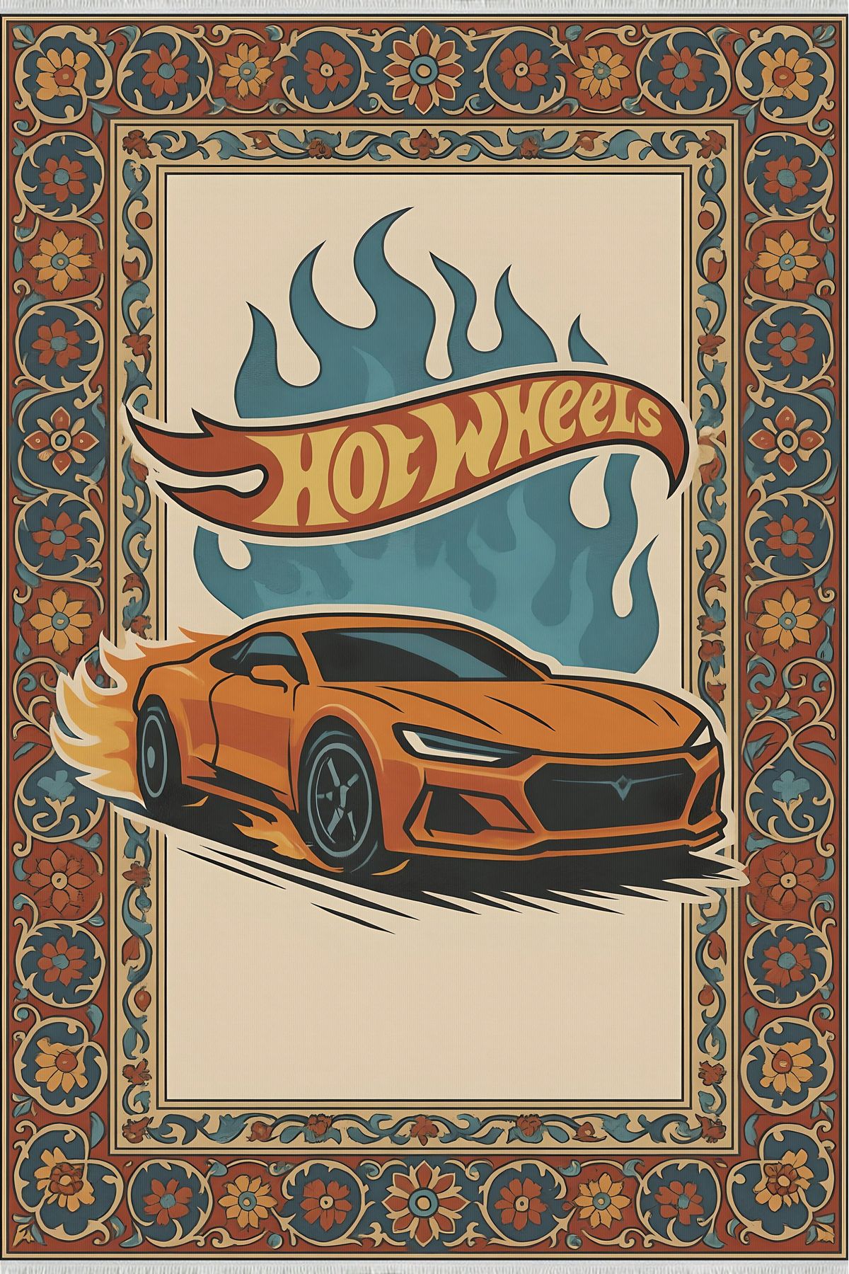 TNYLOF Hot Wheels Çocuk Halısı – Kaymaz ve Makinede Yıkanabilir | Bebek & Evcil Dostu | 120x180 cm