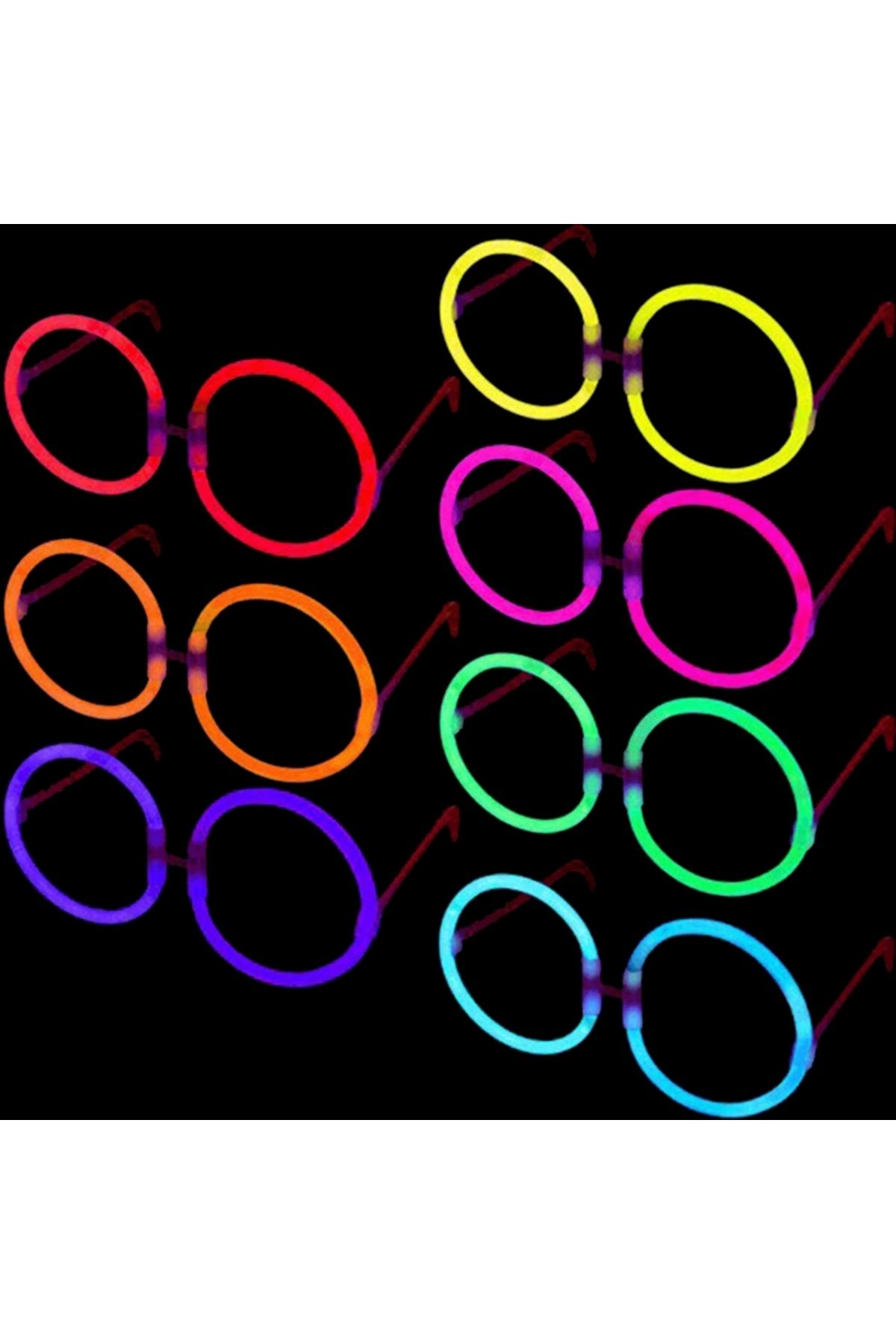 STOREMAX Glow Stick Yuvarlak Gözlük - Glow Partisi Gözlükleri - Glow Stick Gözlük 12 Adet (5047)