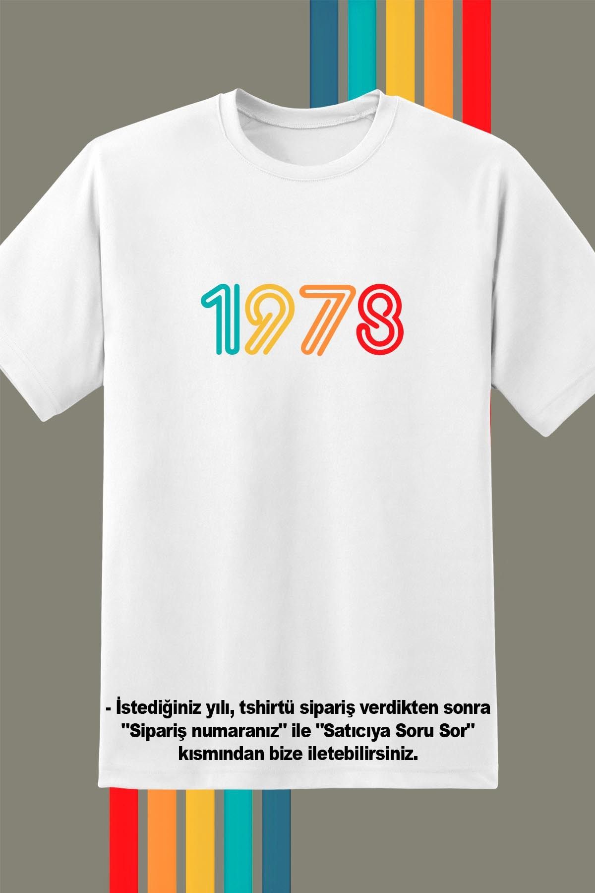 362BASKI Kişiye Özel Doğum Yılı Temalı Retro Baskılı Tshirt